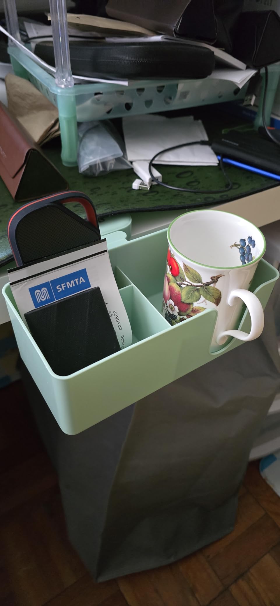 KDD 4 in 1 Desk Cup Holder - Clamp on Under Desk Headphone Hanger - Rotating Headphone Holder Detachable Pen Cup Holder Desktop Storage for Cup, Phone and Pen(Black) Customer Review KDD 4 in 1 Desk Cup Holder - Clamp on Under Desk Headphone Hanger - Rotating Headphone Holder Detachable Pen Cup Holder Desktop Storage for Cup, Phone and Pen(Black) - Customer Photo 1
