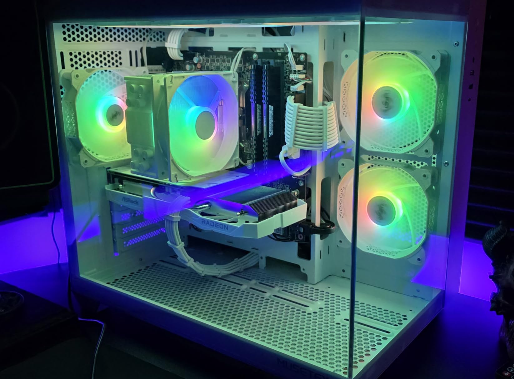 MUSETEX ATX PC Case, 6 PWM ARGB Fans Pre-Installed, 360MM RAD Support, Type-C Gaming PC Case, 270° Full View Tempered Glass Mid Tower, Pure White ATX Computer Case,Y6 - Customer Photo 1