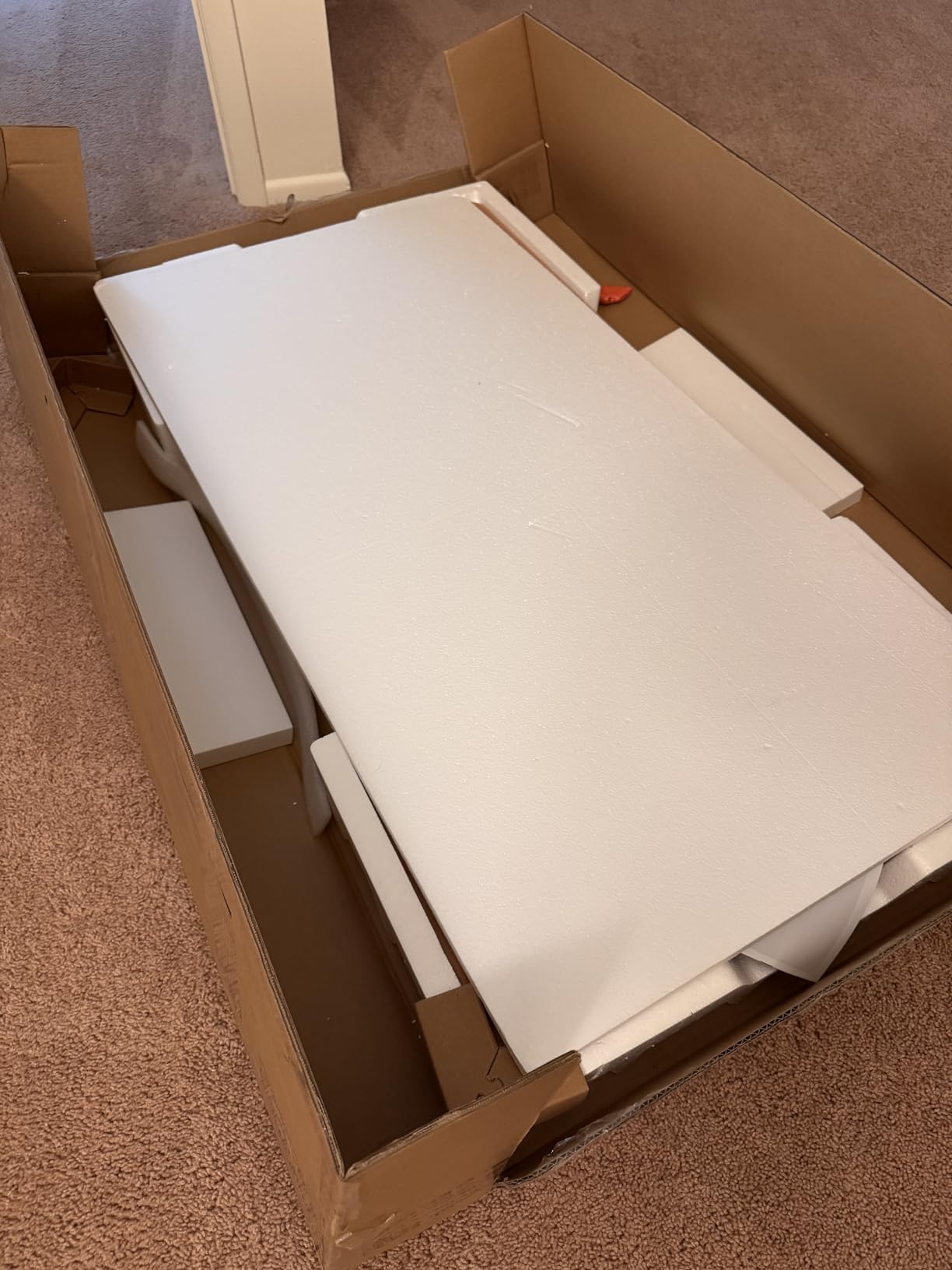 FLEXISPOT EN1 One Piece Standing Desk, 48 x 24 Inches Height Adjustable Desk Electric Stand up Desk Home Office Table for Computer Laptop (White Frame + Maple Desktop) - Customer Photo 5