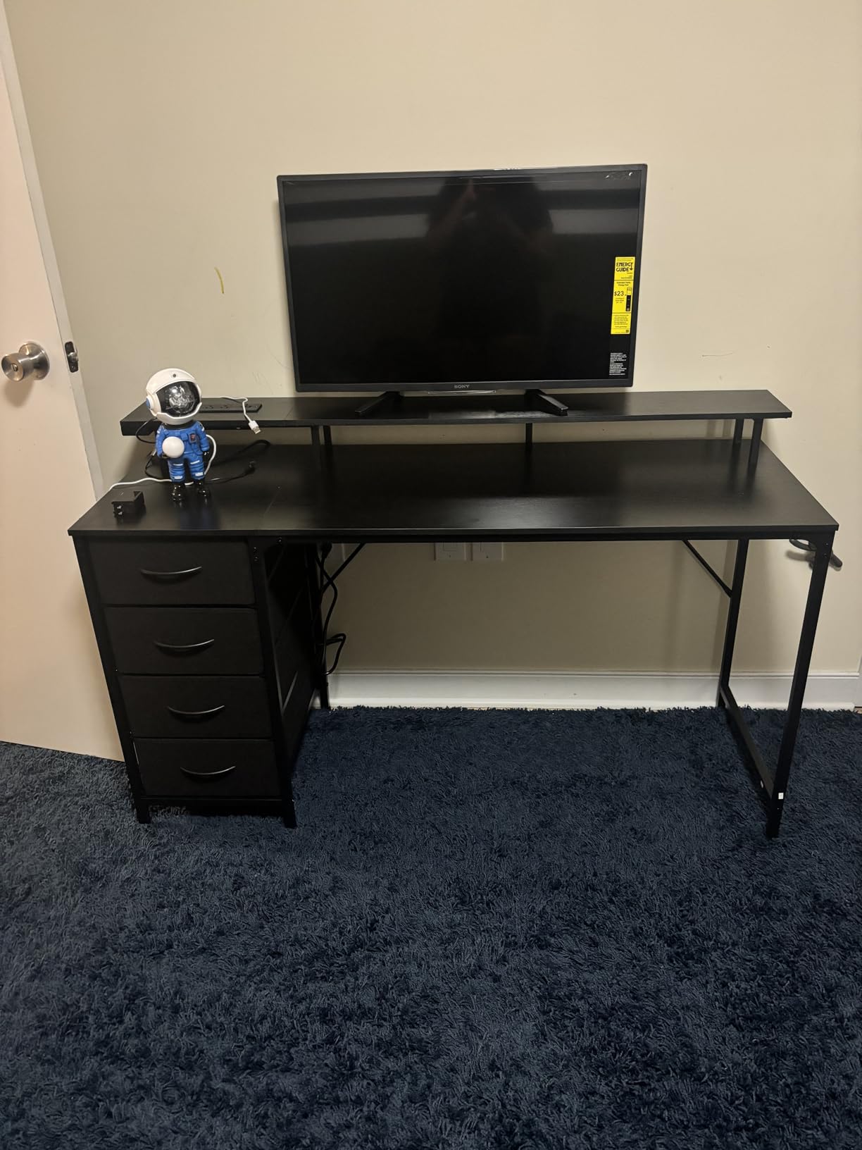 Huuger 47 Inch Computer Desk with Power Outlets and LED Lights, Gaming Desk with 4 Drawers, Office Desk with Monitor Stand, Study Work Home Office, Small Spaces, Black - Customer Photo 1