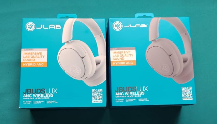JLab JBuds Lux ANC Wireless Headphones, Cloud White, Hybrid Active Noise Cancelling, Customizable Sound, Spatial Audio Compatible, Premium Over-Ear Bluetooth Headset - Customer Photo 2