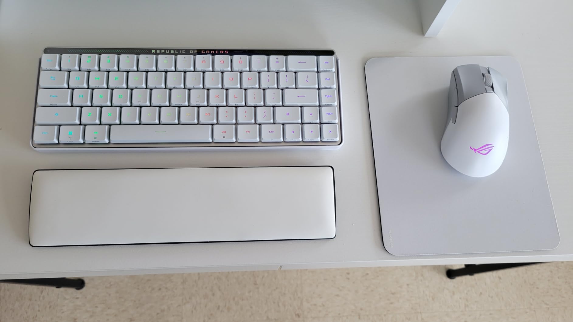 ASUS ROG Falchion RX Low Profile Wireless Gaming Keyboard – 65% Compact TKL, Tri-Mode Connectivity, ROG RX Red Optical Switches, RGB, Touch Panel, Keyboard Cover, PC/Mac Support - White Customer Review ASUS ROG Falchion RX Low Profile Wireless Gaming Keyboard – 65% Compact TKL, Tri-Mode Connectivity, ROG RX Red Optical Switches, RGB, Touch Panel, Keyboard Cover, PC/Mac Support - White - Customer Photo 1