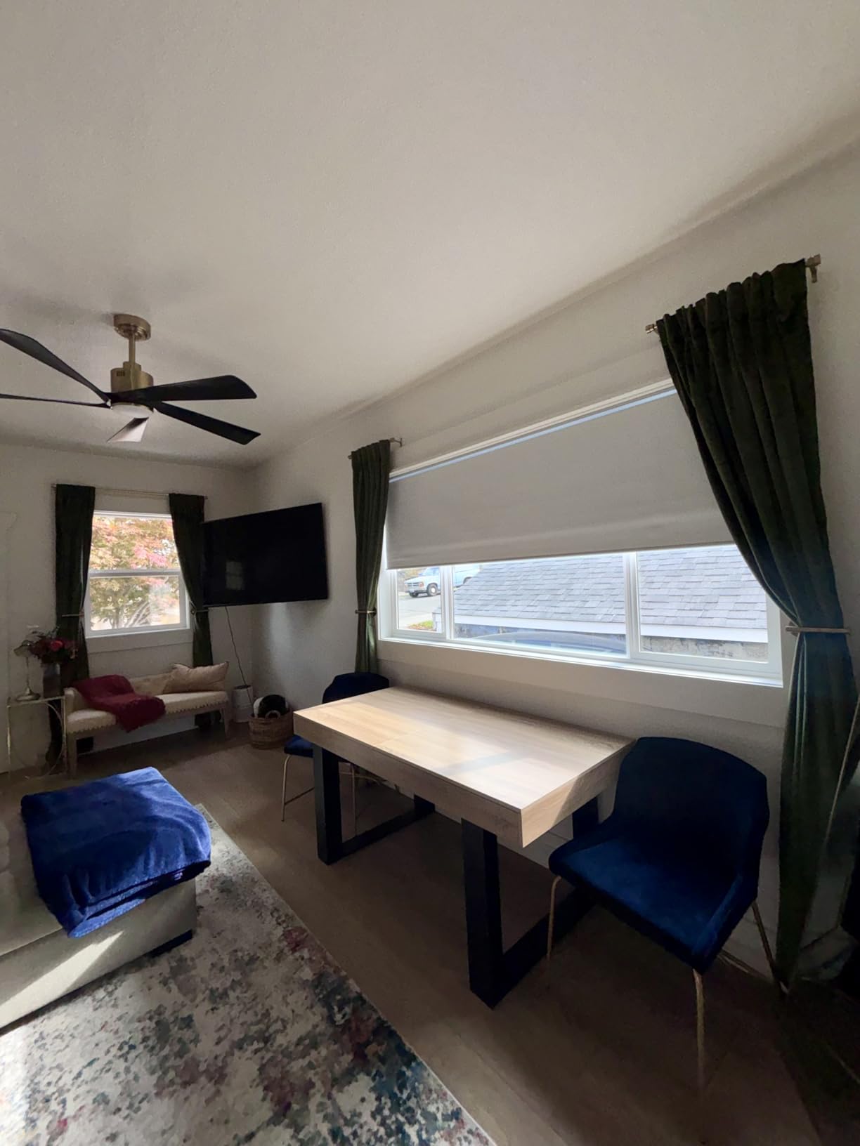 Tokblind Motorized Roller Blinds with Remote Control, Blackout Smart Window Shade Work with Alexa Google via Hub, Rechargeable Electric Blinds for Windows Customized Size (Fabric Grey) - Customer Photo 1