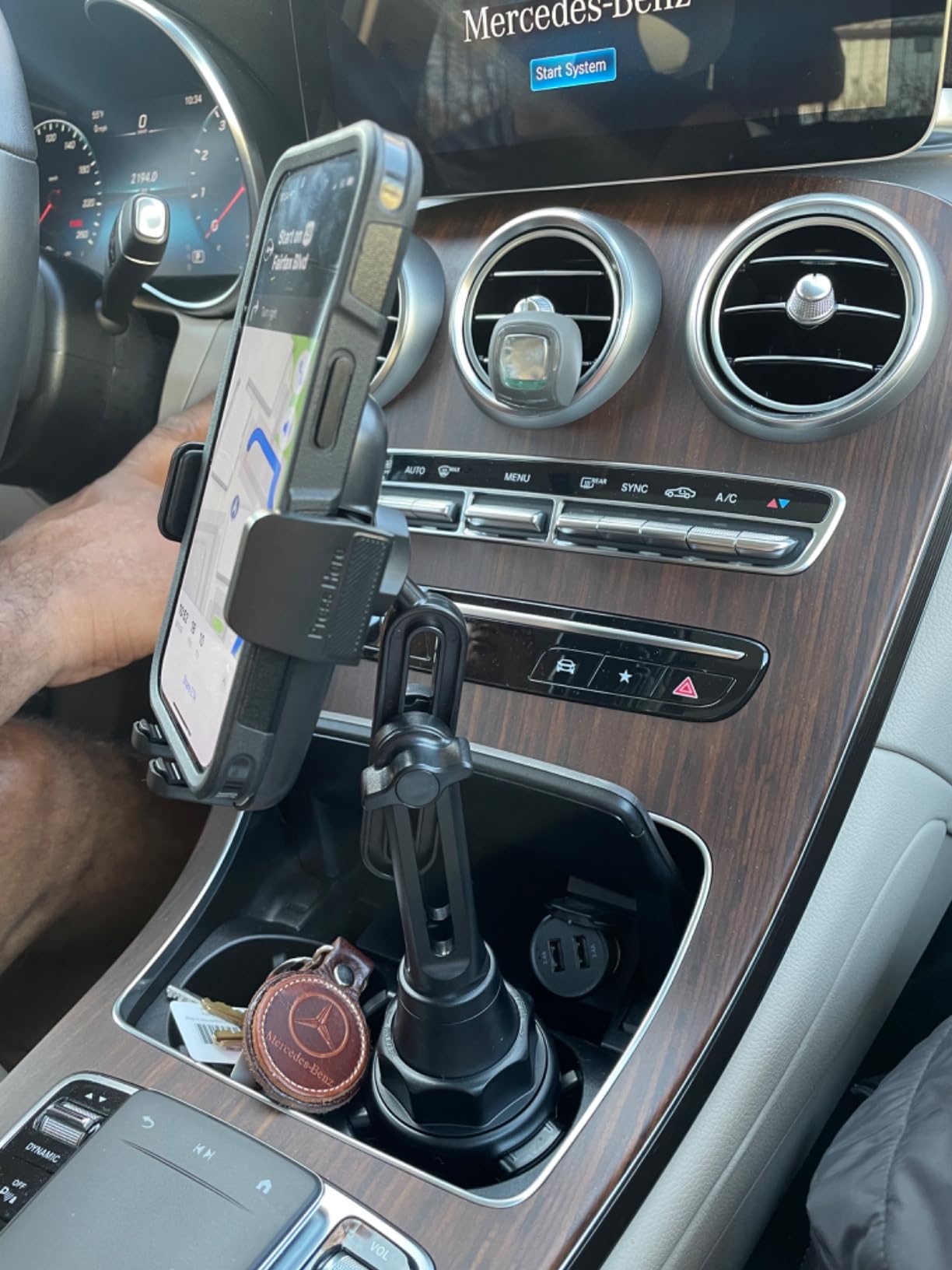 LISEN Cup Phone Holder for Car [Upgraded Version] Long Neck 360° Adjustable Car Accessories for Women Thick Cases Friendly for iPhone 16e 16 15 14 13 Pro Max Samsung S25 All 4-7'' Phone, LUXURY Sliver - Customer Photo 1
