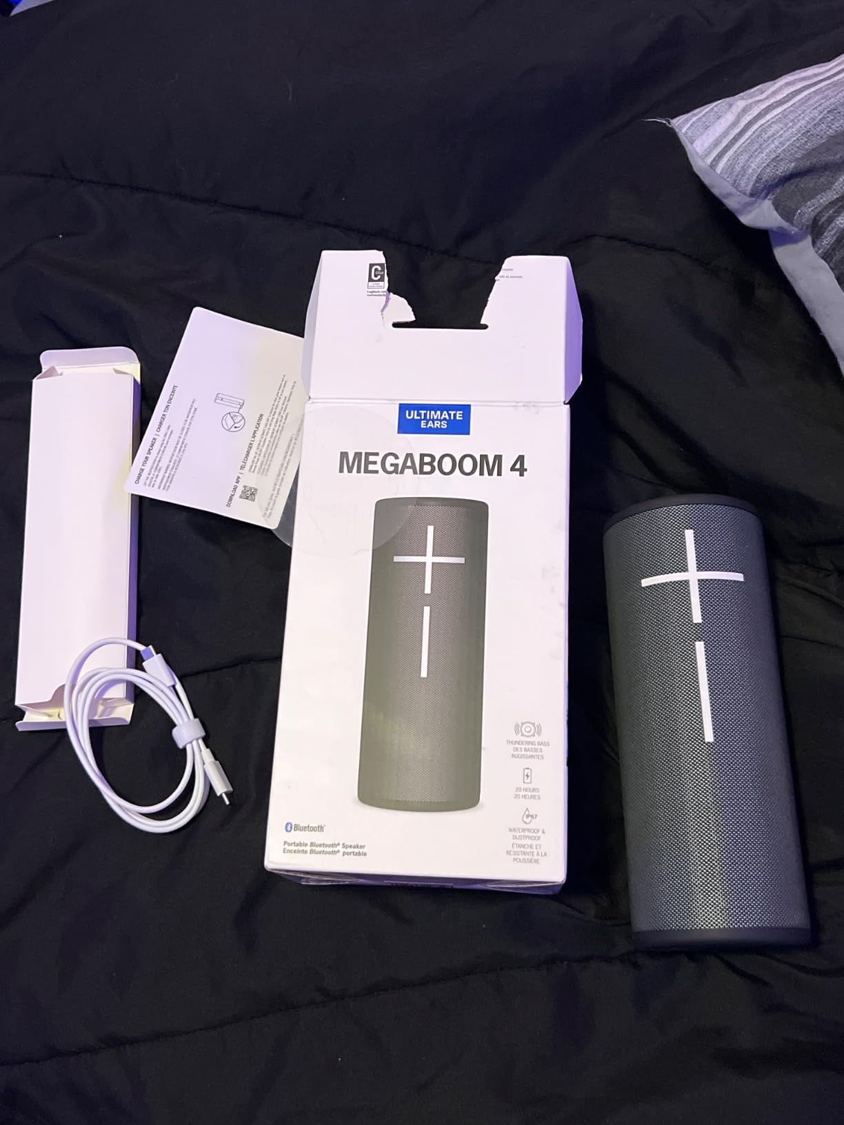 Ultimate Ears MEGABOOM 4 Portable Waterproof Bluetooth Speaker, 360-Degree Sound, Thundering Bass, 147ft Range, 20-Hour Battery, Floating Speaker - Black Customer Review Ultimate Ears MEGABOOM 4 Portable Waterproof Bluetooth Speaker, 360-Degree Sound, Thundering Bass, 147ft Range, 20-Hour Battery, Floating Speaker - Black - Customer Photo 1