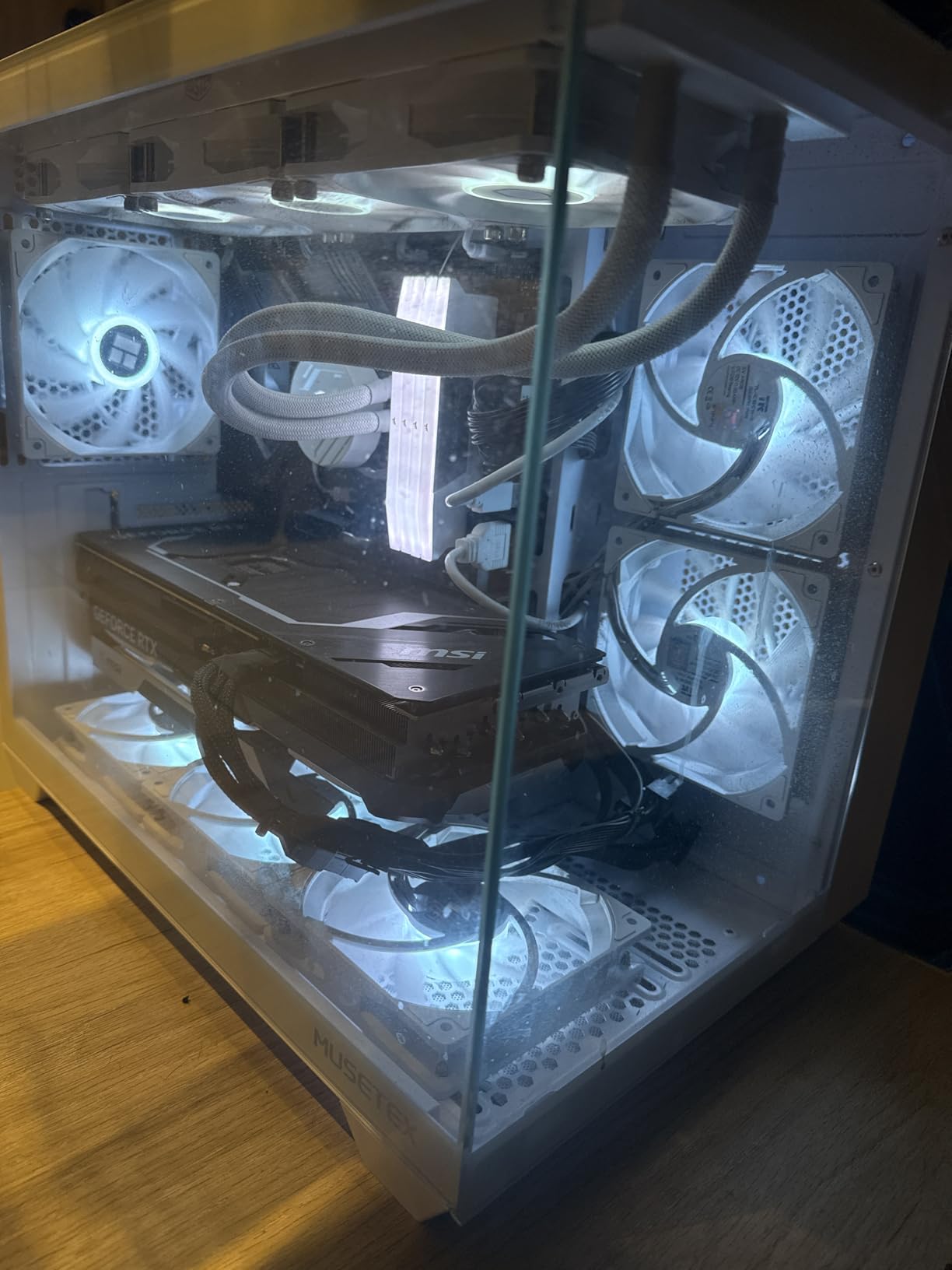 MUSETEX ATX PC Case, 360MM RAD Support, 3 x 120mm Non-ARGB Fans Pre-Installed, 270° Full View Tempered Glass Gaming PC Case with Type-C, Mid Tower ATX Computer Case, White, Y6 Customer Review MUSETEX ATX PC Case, 360MM RAD Support, 3 x 120mm Non-ARGB Fans Pre-Installed, 270° Full View Tempered Glass Gaming PC Case with Type-C, Mid Tower ATX Computer Case, White, Y6 - Customer Photo 2