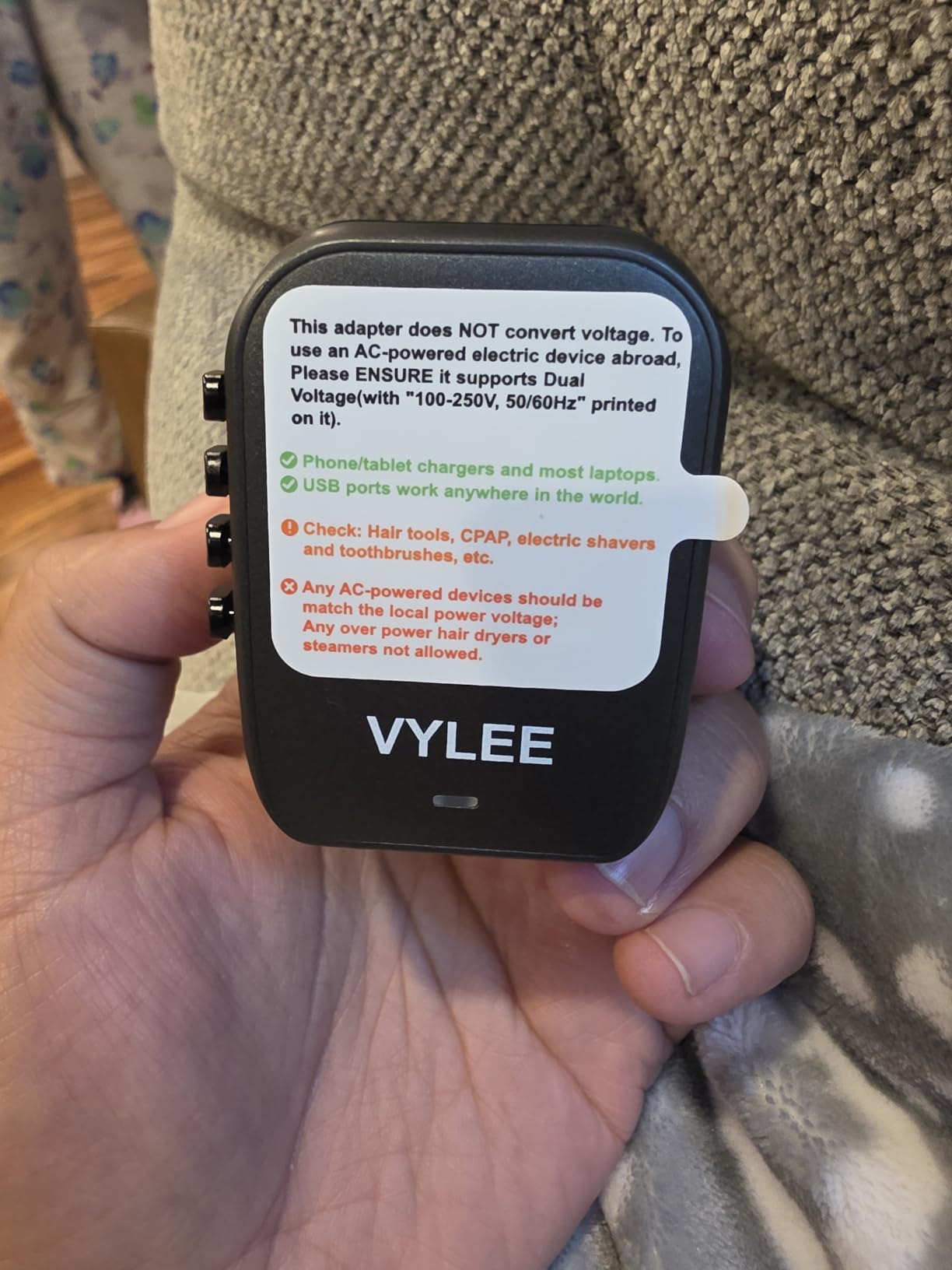 Universal Travel Adapter, VYLEE 5 in 1 International Power Adapter, 3.5A 2xUSB-A and 2xUSB C Wall Charger, Worldwide Travel Essentials Plug for Europe USA UK AUS Asia (Black Grey) Customer Review Universal Travel Adapter, VYLEE 5 in 1 International Power Adapter, 3.5A 2xUSB-A and 2xUSB C Wall Charger, Worldwide Travel Essentials Plug for Europe USA UK AUS Asia (Black Grey) - Customer Photo 2