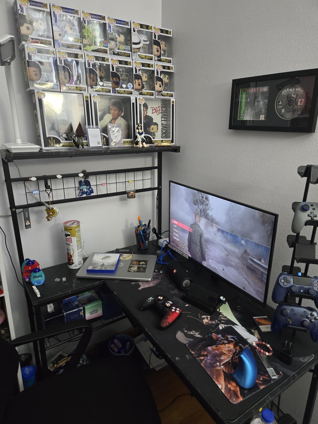 Bestier 42 L Gaming Desk,Computer Desk with Power Outlets, LED Lights, Reversible Corner Desk with 4-Tier Shelves,Cup Holder & Hook Carbon Fiber Black Customer Review Bestier 42 L Gaming Desk,Computer Desk with Power Outlets, LED Lights, Reversible Corner Desk with 4-Tier Shelves,Cup Holder & Hook Carbon Fiber Black - Customer Photo 2