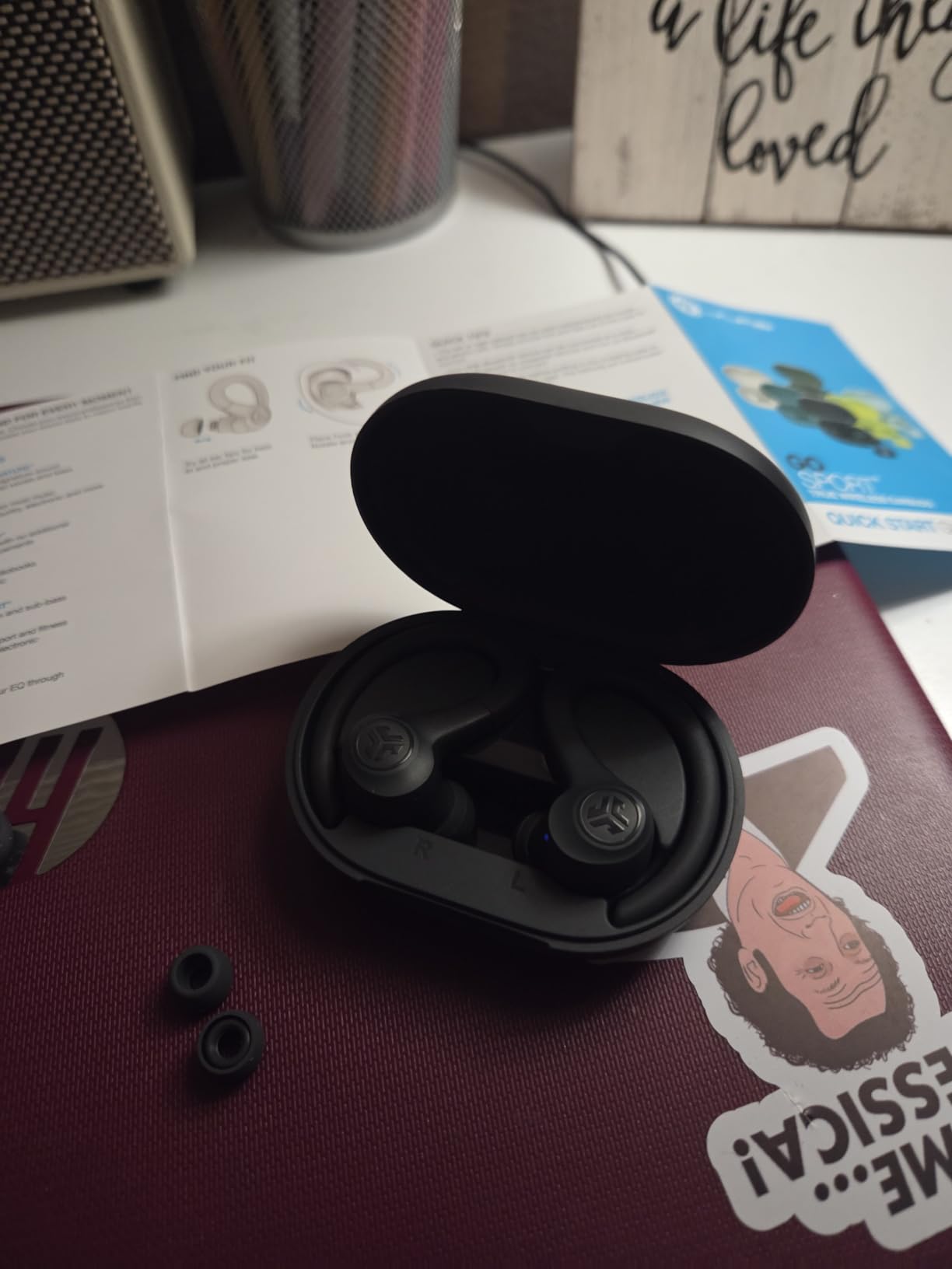 JLab Go Sport+ Wireless Workout Earbuds Featuring C3 Clear Calling, Secure Earhook Sport Design, 35+ Hour Bluetooth Playtime, and 3 EQ Sound Settings (Graphite) customer photo 1
