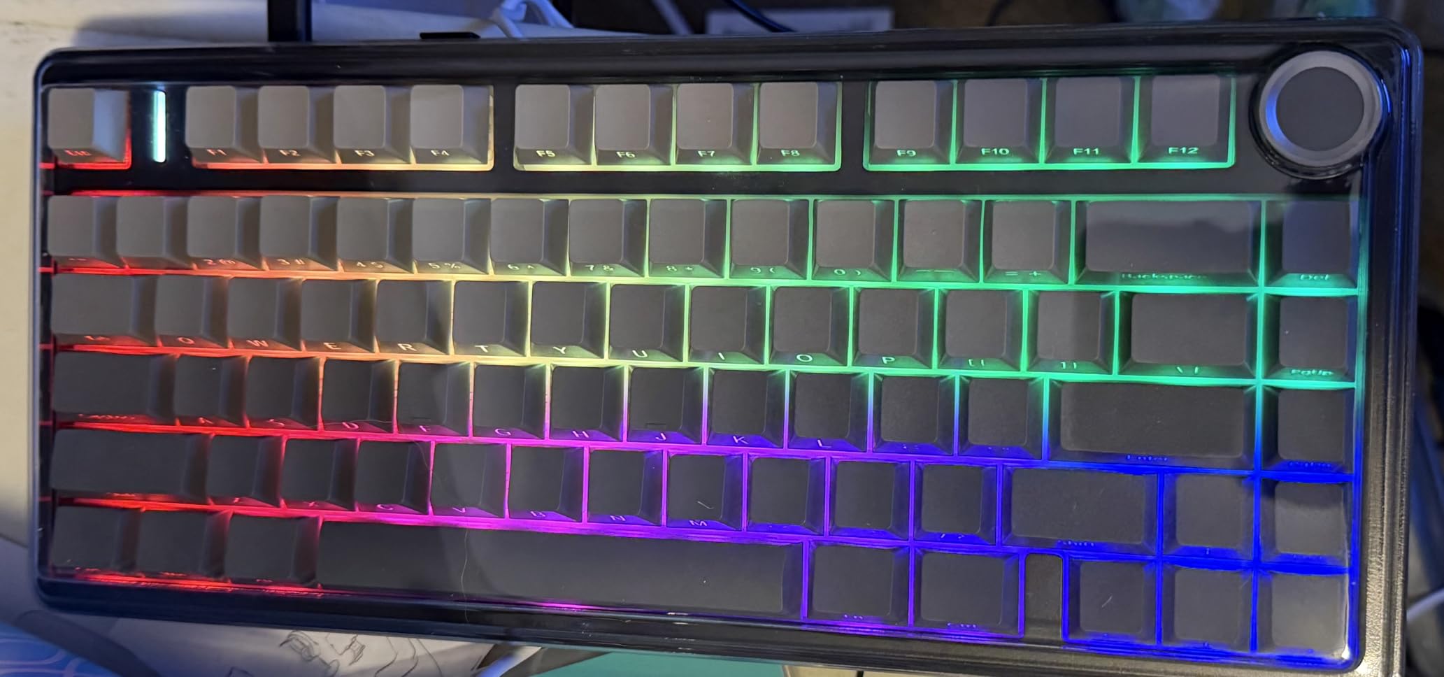 AULA F75 Pro Wireless Mechanical Keyboard,75% Hot Swappable Custom Keyboard with Knob,RGB Backlit,Pre-lubed Reaper Switches,Side Printed PBT Keycaps,2.4GHz/USB-C/BT5.0 Mechanical Gaming Keyboards Customer Review AULA F75 Pro Wireless Mechanical Keyboard,75% Hot Swappable Custom Keyboard with Knob,RGB Backlit,Pre-lubed Reaper Switches,Side Printed PBT Keycaps,2.4GHz/USB-C/BT5.0 Mechanical Gaming Keyboards - Customer Photo 1