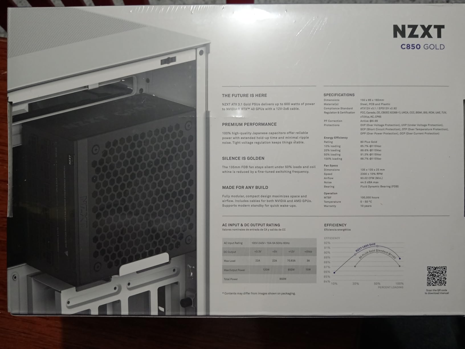 NZXT C1000 Gold ATX 3.1 - Fully Modular Low-Noise PC Gaming Power Supply - 1000 Watts - 80 Plus Gold - 12V-2x6 Connector - Zero Fan Mode - 100% Japanese Capacitors - Black Customer Review NZXT C1000 Gold ATX 3.1 - Fully Modular Low-Noise PC Gaming Power Supply - 1000 Watts - 80 Plus Gold - 12V-2x6 Connector - Zero Fan Mode - 100% Japanese Capacitors - Black - Customer Photo 1