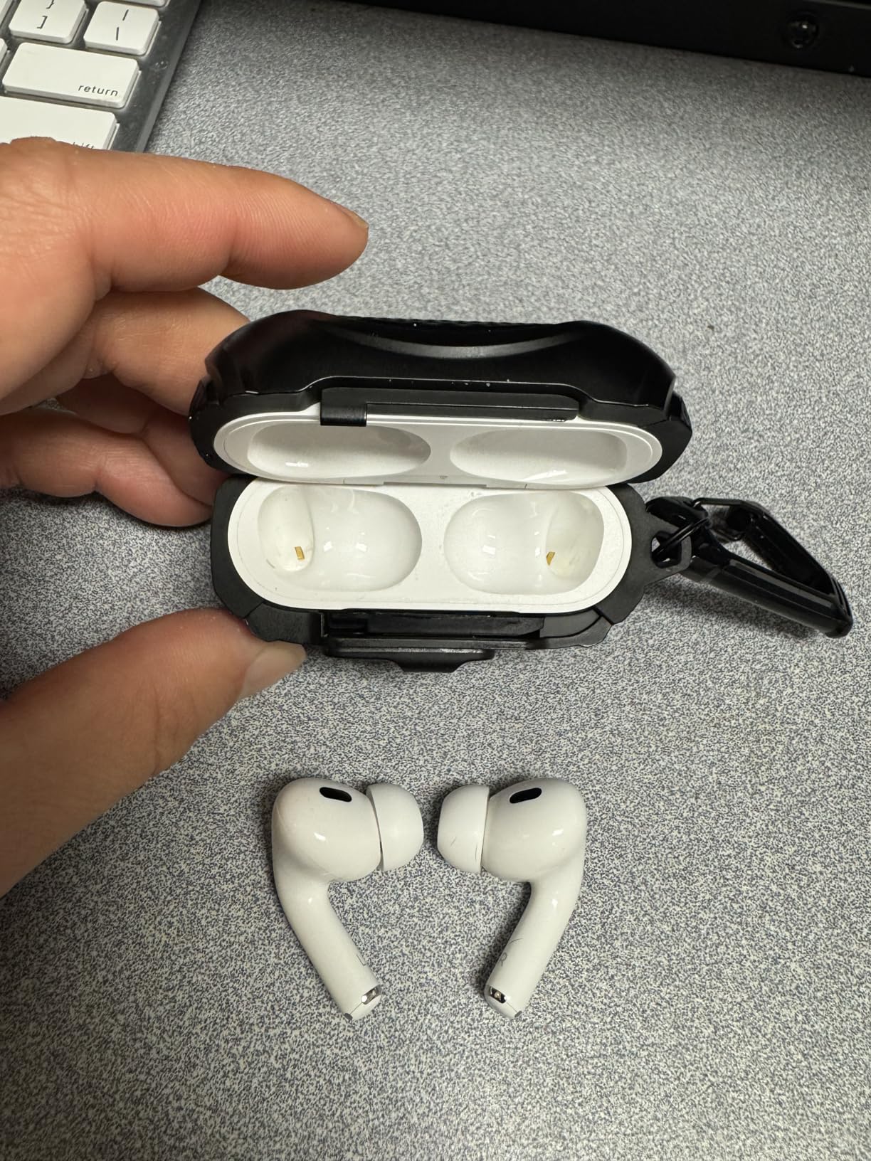 Apple AirPods Pro 2 Wireless Earbuds, Active Noise Cancellation, Hearing Aid Feature, Bluetooth Headphones, Transparency, Personalized Spatial Audio, High-Fidelity Sound, H2 Chip, USB-C Charging Customer Review Apple AirPods Pro 2 Wireless Earbuds, Active Noise Cancellation, Hearing Aid Feature, Bluetooth Headphones, Transparency, Personalized Spatial Audio, High-Fidelity Sound, H2 Chip, USB-C Charging - Customer Photo 1