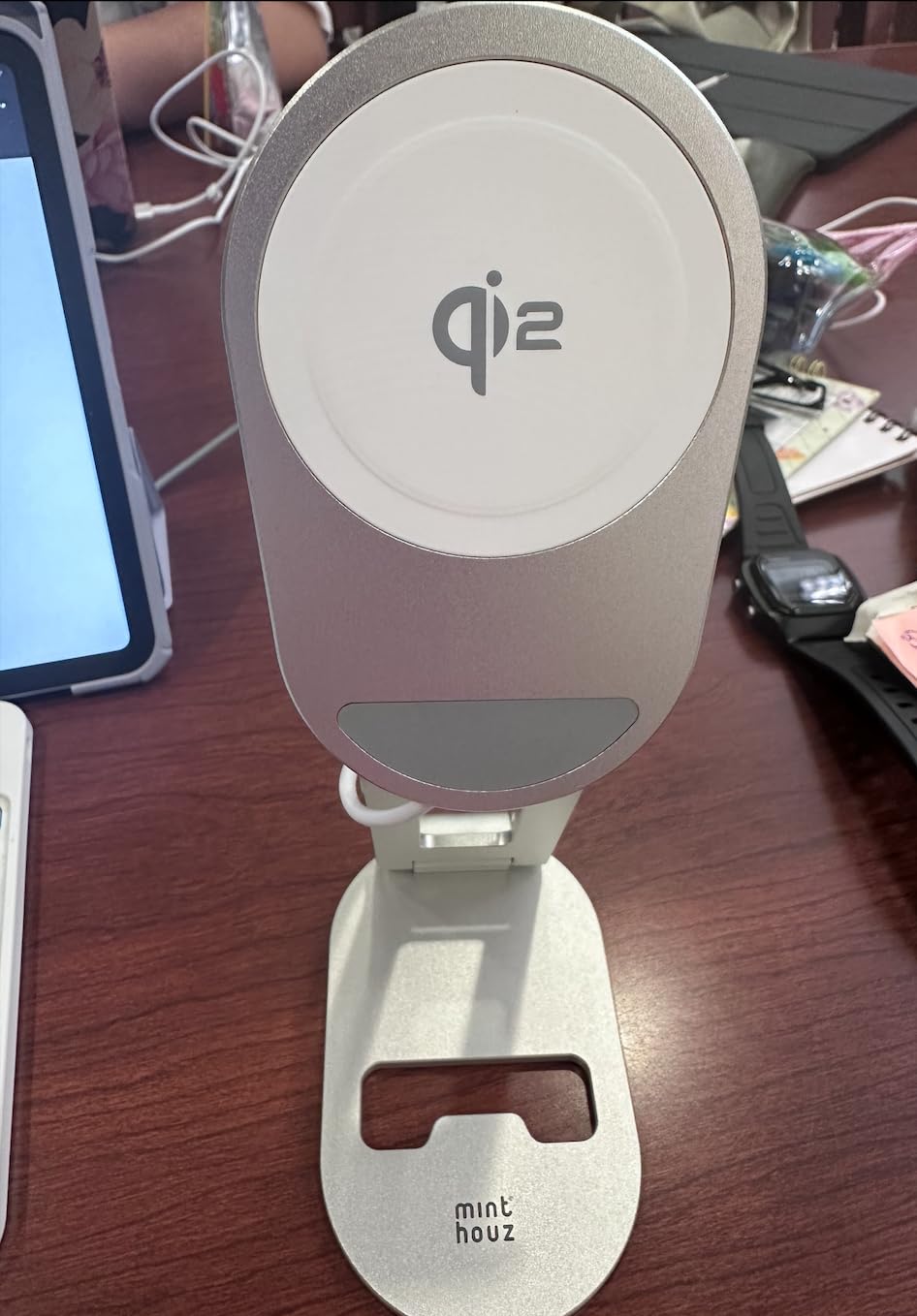 Magnetic Wireless Charger, Minthouz Foldable Mag Safe Charging Stand, Adjustable Wireless Charging Station with 20W Wall Adapter, for iPhone 16 15 14 13 12 Pro/Max/Plus, AirPods 3/Pro 2/Pro Customer Review Magnetic Wireless Charger, Minthouz Foldable Mag Safe Charging Stand, Adjustable Wireless Charging Station with 20W Wall Adapter, for iPhone 16 15 14 13 12 Pro/Max/Plus, AirPods 3/Pro 2/Pro - Customer Photo 2