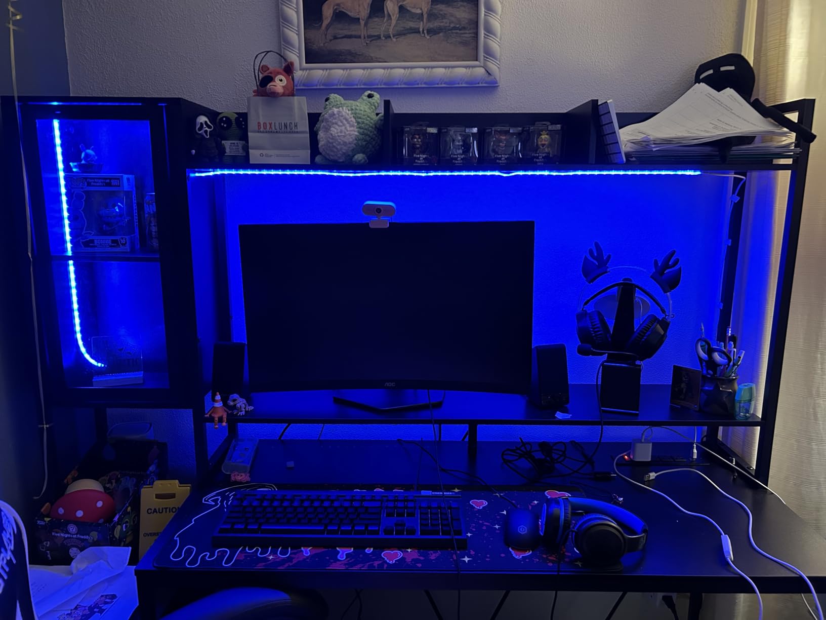 SEDETA Gaming Desk, 60'' Gaming Desk with Hutch and LED Lights, Computer Desk with Storage Shelves, Large PC Gamer Desk with Display Cabinet, Monitor Stand, Power Outlet for Home Office, Black Customer Review SEDETA Gaming Desk, 60'' Gaming Desk with Hutch and LED Lights, Computer Desk with Storage Shelves, Large PC Gamer Desk with Display Cabinet, Monitor Stand, Power Outlet for Home Office, Black - Customer Photo 2