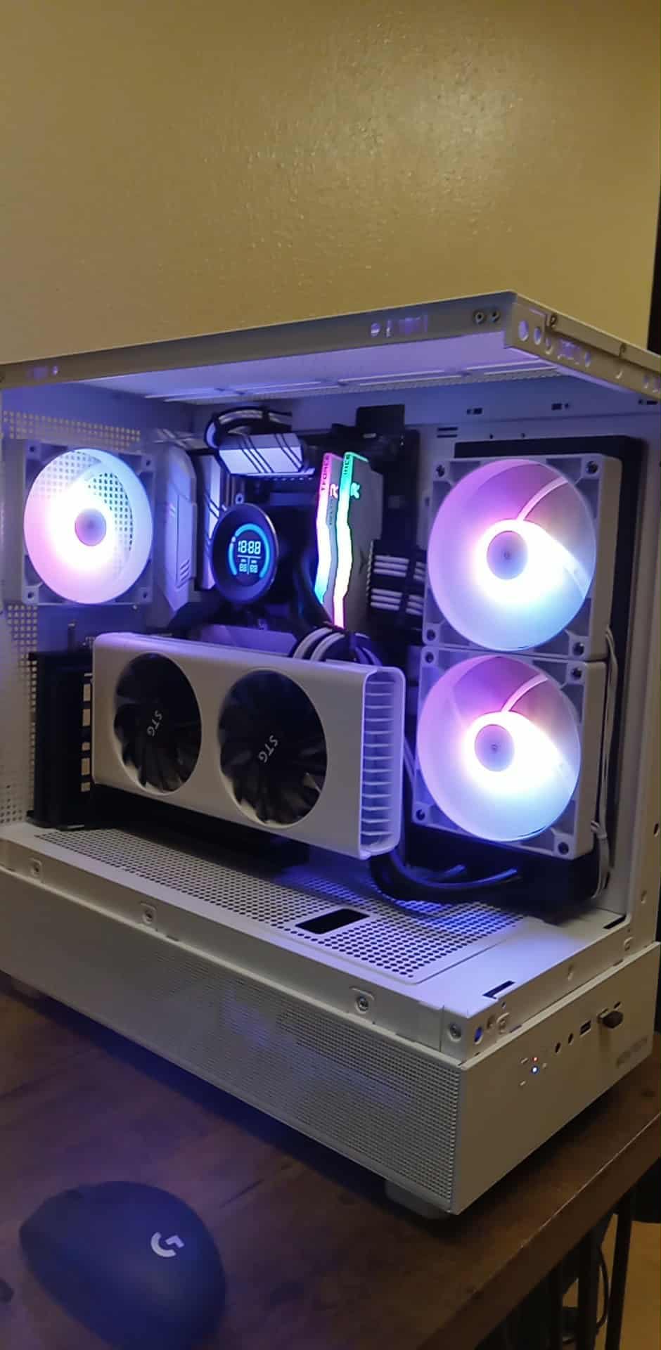 MONTECH XR, ATX Mid-Tower PC Gaming Case, 3 x 120mm ARGB PWM Fans Pre-Installed, Full-View Dual Tempered Glass Panel, Wood-Grain Design I/O Interface, Support 4090 GPUs, 360mm Radiator Support, White Customer Review MONTECH XR, ATX Mid-Tower PC Gaming Case, 3 x 120mm ARGB PWM Fans Pre-Installed, Full-View Dual Tempered Glass Panel, Wood-Grain Design I/O Interface, Support 4090 GPUs, 360mm Radiator Support, White - Customer Photo 1
