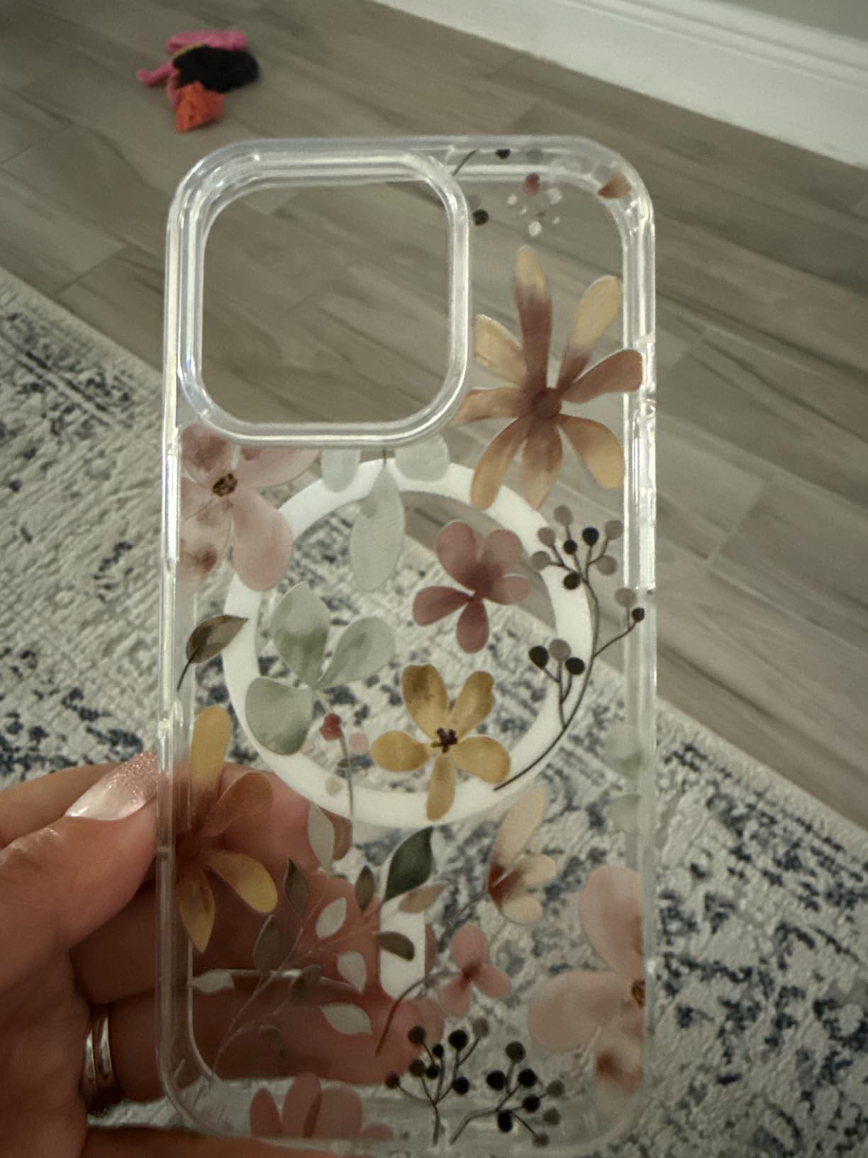 for iPhone 15 Case [Compatible with Magsafe], Cute Flower Girls Women Clear Case Silicone Shockproof Protective Cover with Pretty Floral Pattern for iPhone 15,Muticolor - Customer Photo 1