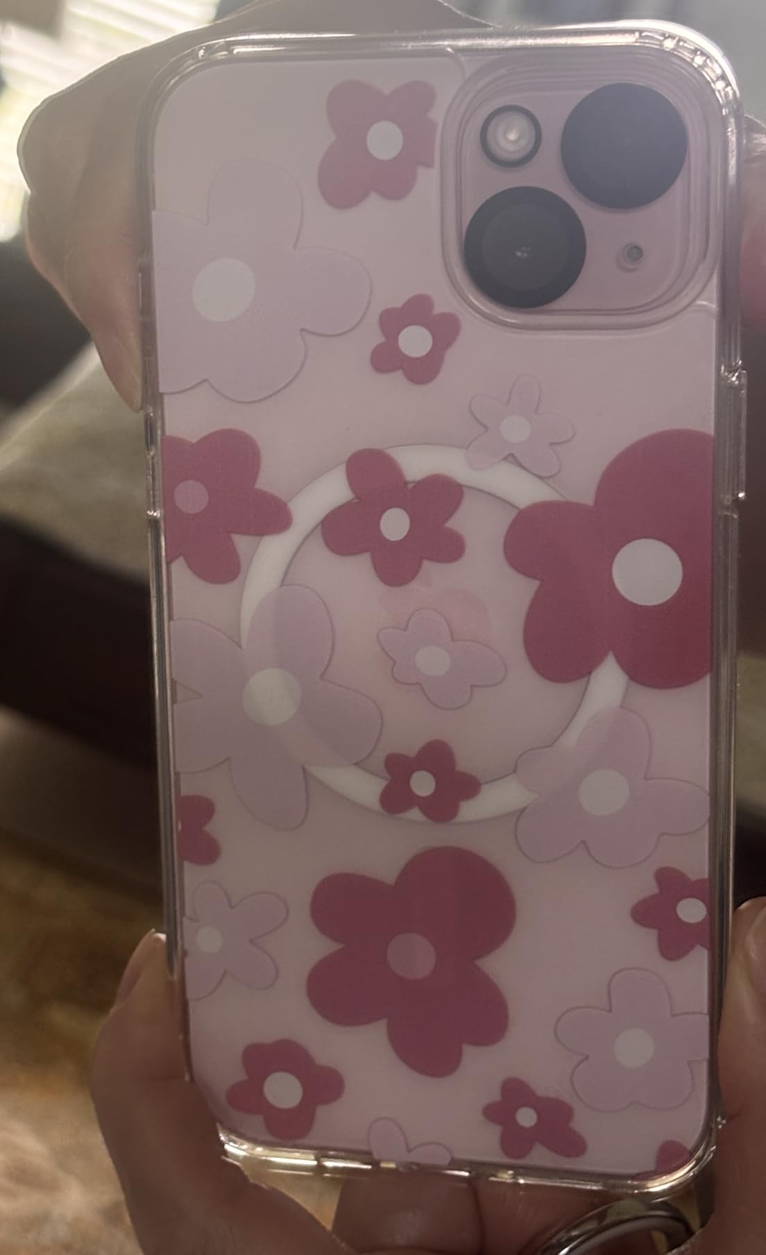for iPhone 15 Case [Compatible with Magsafe], Cute Flower Girls Women Clear Case Silicone Shockproof Protective Cover with Pretty Floral Pattern for iPhone 15,Muticolor - Customer Photo 3