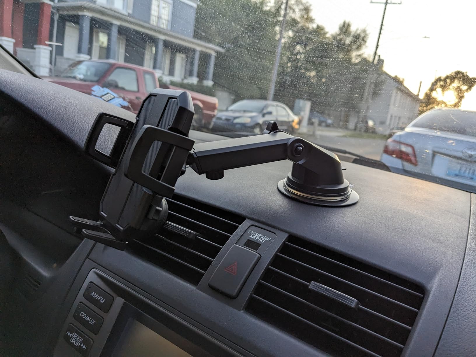 Upgraded 3-in-1 Car Phone Holder Mount [Powerful Suction] Phone Mount for Car Dashboard Air Vent Windshield,for All iPhone Android Phone (Black) - Customer Photo 2