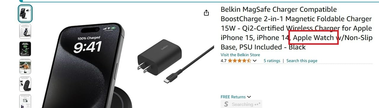 Belkin 3-in-1 MagSafe-Compatible iPhone Charger - Foldable Magnetic Qi2 Certified, MagSafe Charging Station for Phone, Apple Watch, AirPods - Wireless for Multiple Devices Customer Review Belkin 3-in-1 MagSafe-Compatible iPhone Charger - Foldable Magnetic Qi2 Certified, MagSafe Charging Station for Phone, Apple Watch, AirPods - Wireless for Multiple Devices - Customer Photo 4