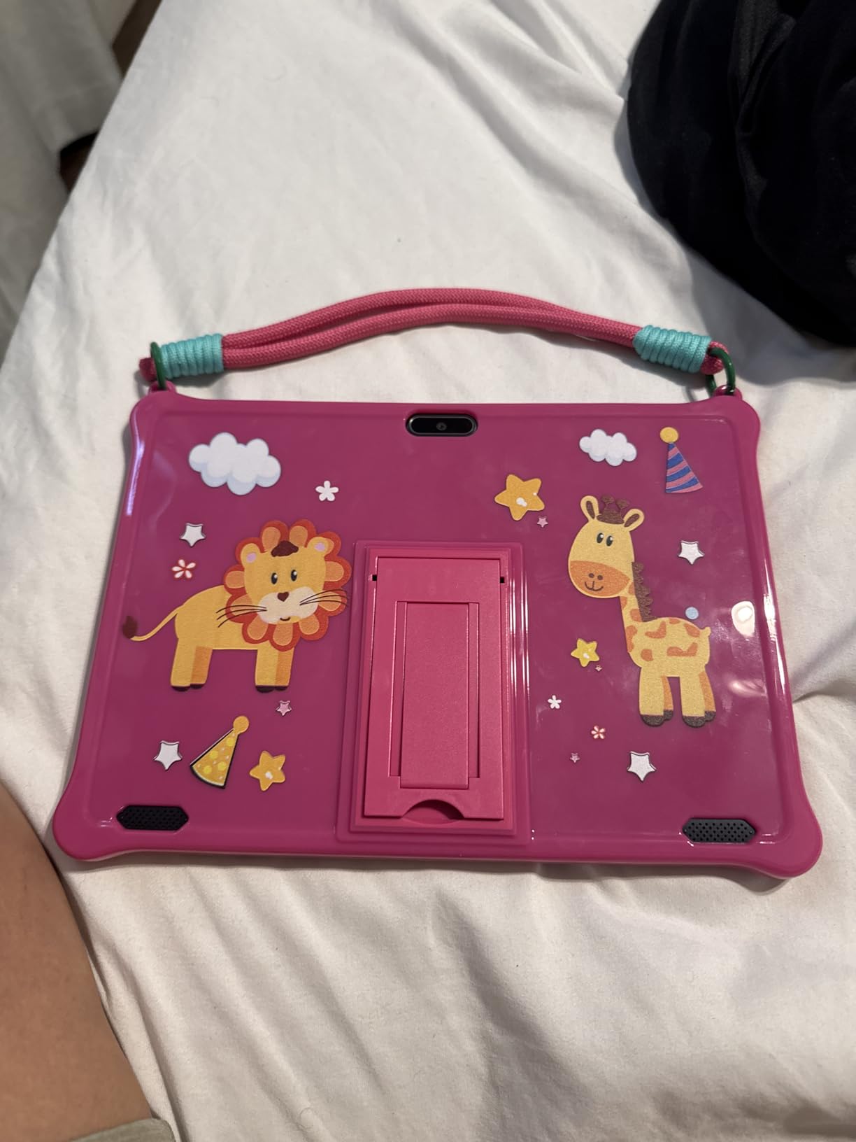 PRITOM 10 inch Kids Tablet Android 13 Tablets with Lanyard 64GB, Quad-Core, HD IPS Display, WiFi, Dual Camera, Toddler Tablet for Kids Age+ (Pink) - Customer Photo 1