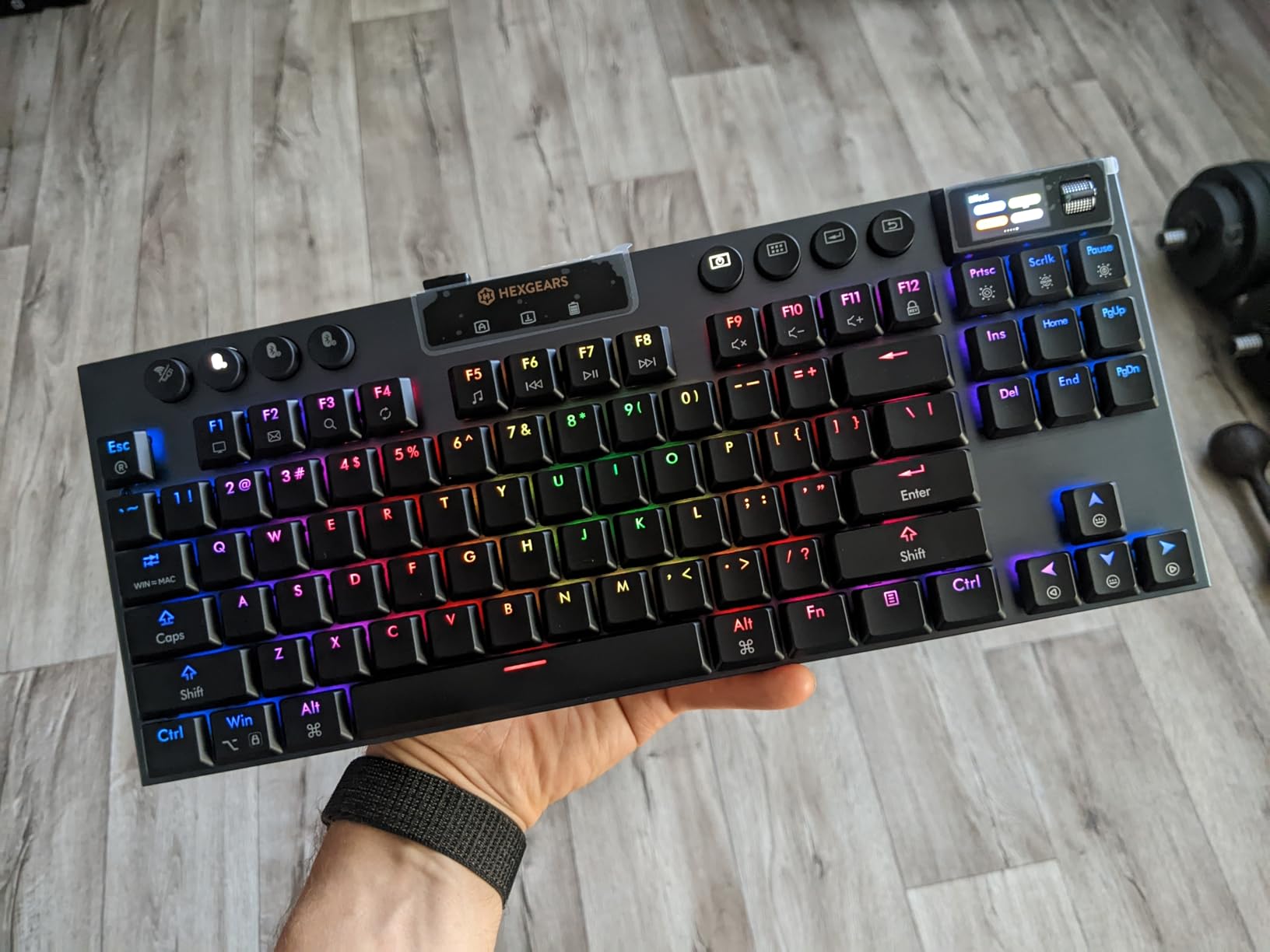 Hexgears Immersion A3 TKL Low-Profile Wireless Mechanical Keyboard, BT5.0/2.4GHz/USB-C Hot-Swappable Tactile Switches, RGB Backlit, Display Screen & 5800mAh Battery Gaming Keyboard for Pc/Mac/Tablet Customer Review Hexgears Immersion A3 TKL Low-Profile Wireless Mechanical Keyboard, BT5.0/2.4GHz/USB-C Hot-Swappable Tactile Switches, RGB Backlit, Display Screen & 5800mAh Battery Gaming Keyboard for Pc/Mac/Tablet - Customer Photo 1