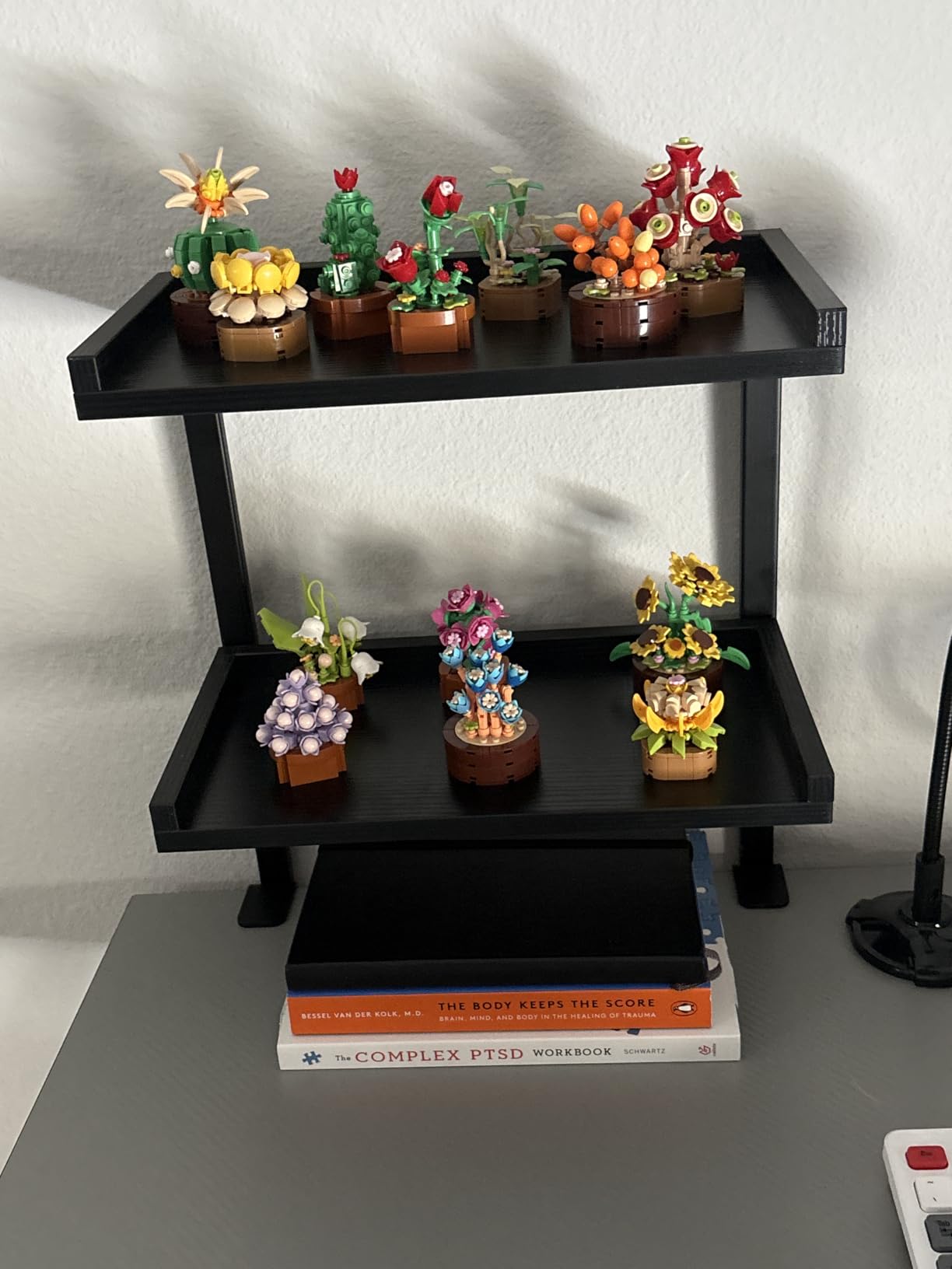 Clamp On Desk Shelf 2-Tier, Wood Shelving Unit for Office Desk/Gaming Accessories, Tabletop Book Storage Rack, Shelf for Top of Desk, Brown Customer Review Clamp On Desk Shelf 2-Tier, Wood Shelving Unit for Office Desk/Gaming Accessories, Tabletop Book Storage Rack, Shelf for Top of Desk, Brown - Customer Photo 2