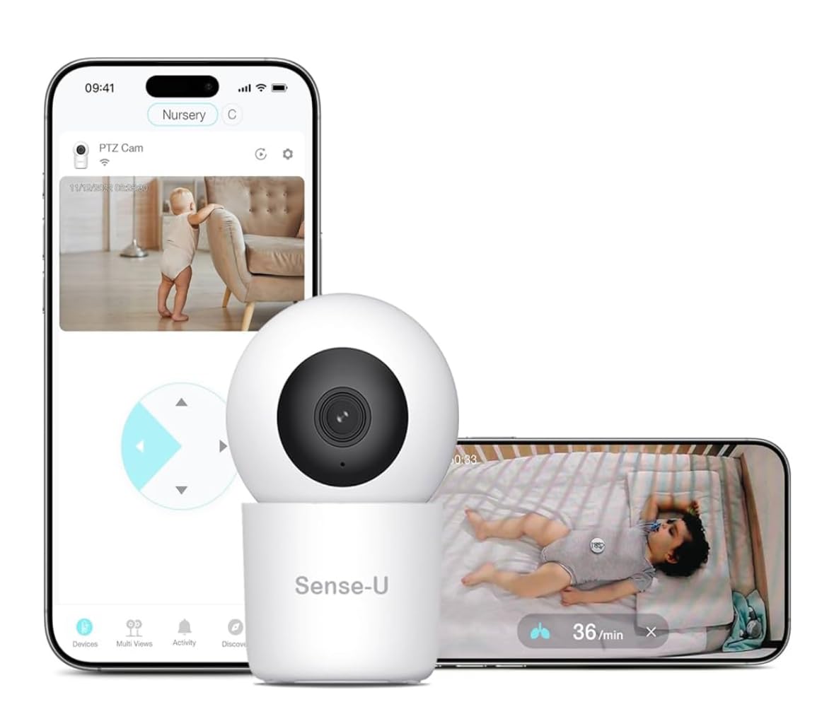 Sense-U AI 2K PTZ Baby Camera Monitor with Sensor-Free Sleep Breathing Movement Detection, Smart Security Indoor Video Camera with Background Audio, Sound Detection, No Monthly Fee, for Peace of Mind - Customer Photo 2