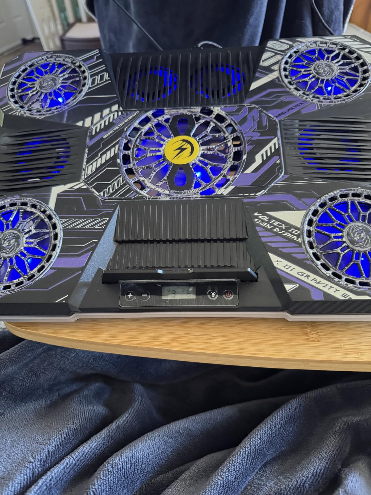 ChillCore Laptop Cooling Pad, RGB Lights Laptop Cooler 9 Fans for 15.6-19.3 Inch Laptops, Gaming Laptop Fan Cooling Pad with 8 Height Stands, 2 USB Ports - A21 Blue - Customer Photo 2