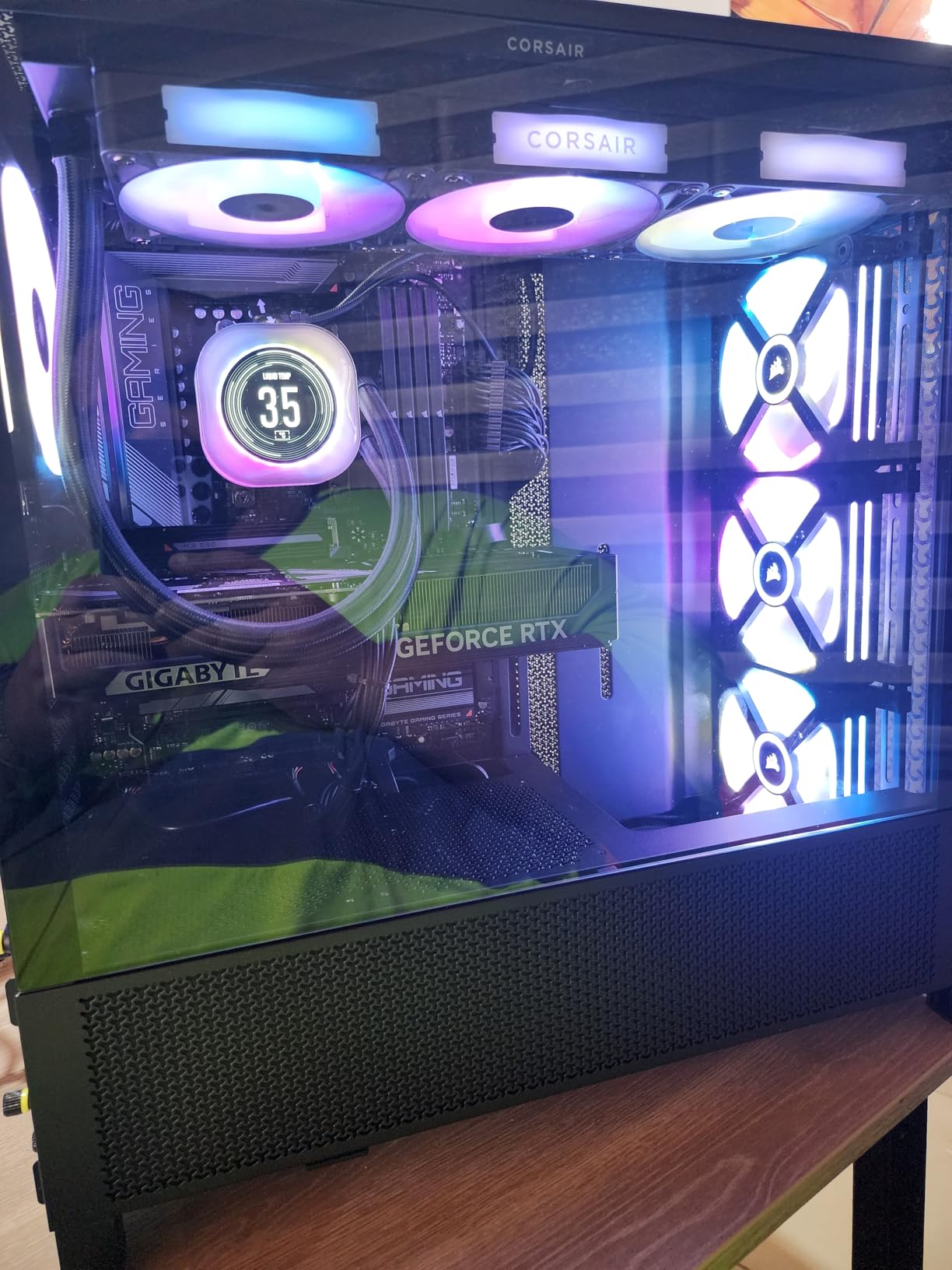CORSAIR iCUE Link Titan 360 RX LCD Liquid CPU Cooler – 360mm AIO – Low-Noise – FlowDrive Cooling Engine – Intel LGA 1851/1700, AMD AM5/AM4 – 3X RX120 RGB Fans – iCUE Link System Hub Included – Black - Customer Photo 5