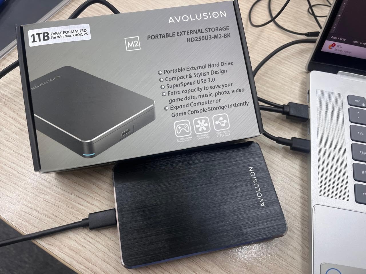 Avolusion M2 Series 1TB USB 3.0 Portable External Gaming Hard Drive (for PS4 / PS5 or Windows OS Laptop/PC) (Renewed) - Customer Photo 2