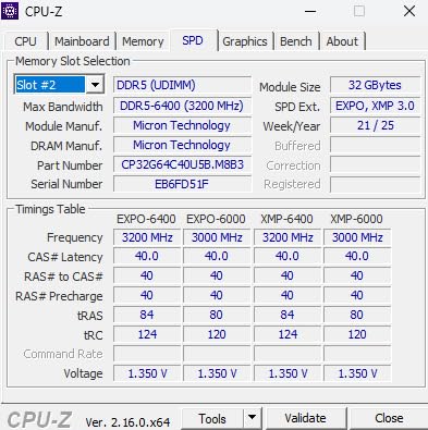 Crucial Pro DDR5 RAM 32GB Kit (2x16GB) 6400MHz CL38, Overclocking Desktop Gaming Memory, Intel XMP 3.0 & AMD Expo Compatible – Black CP2K16G64C38U5B - Customer Photo 1