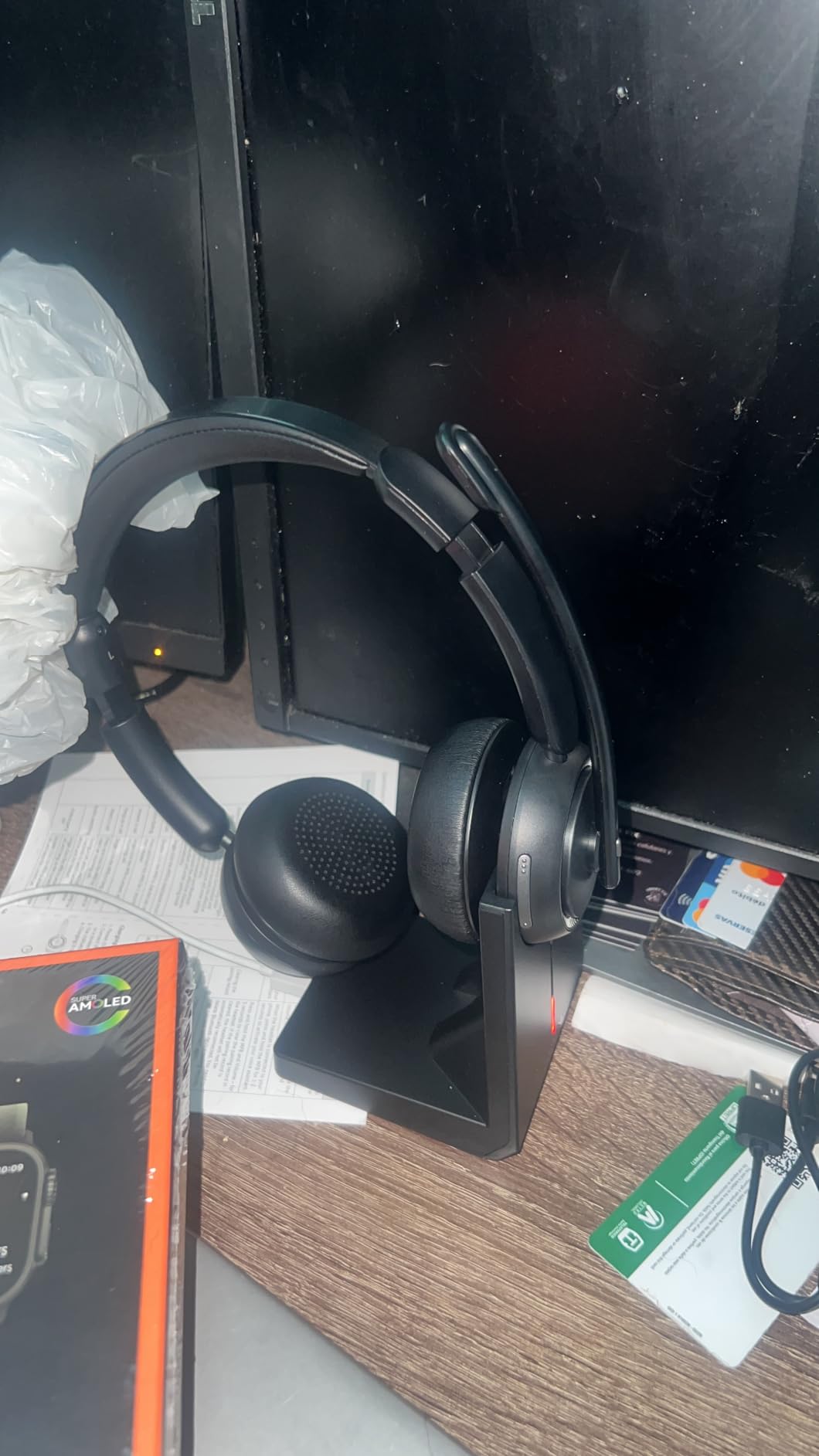 Wireless Headset with Mic for Work, Bluetooth Headset with Microphone (Noise Cancelling & Mute Button), Wireless Headphones with Mic for Work from Home/Office/PC/Call Center/Computer/Laptop/Teams/Zoom - Customer Photo 2