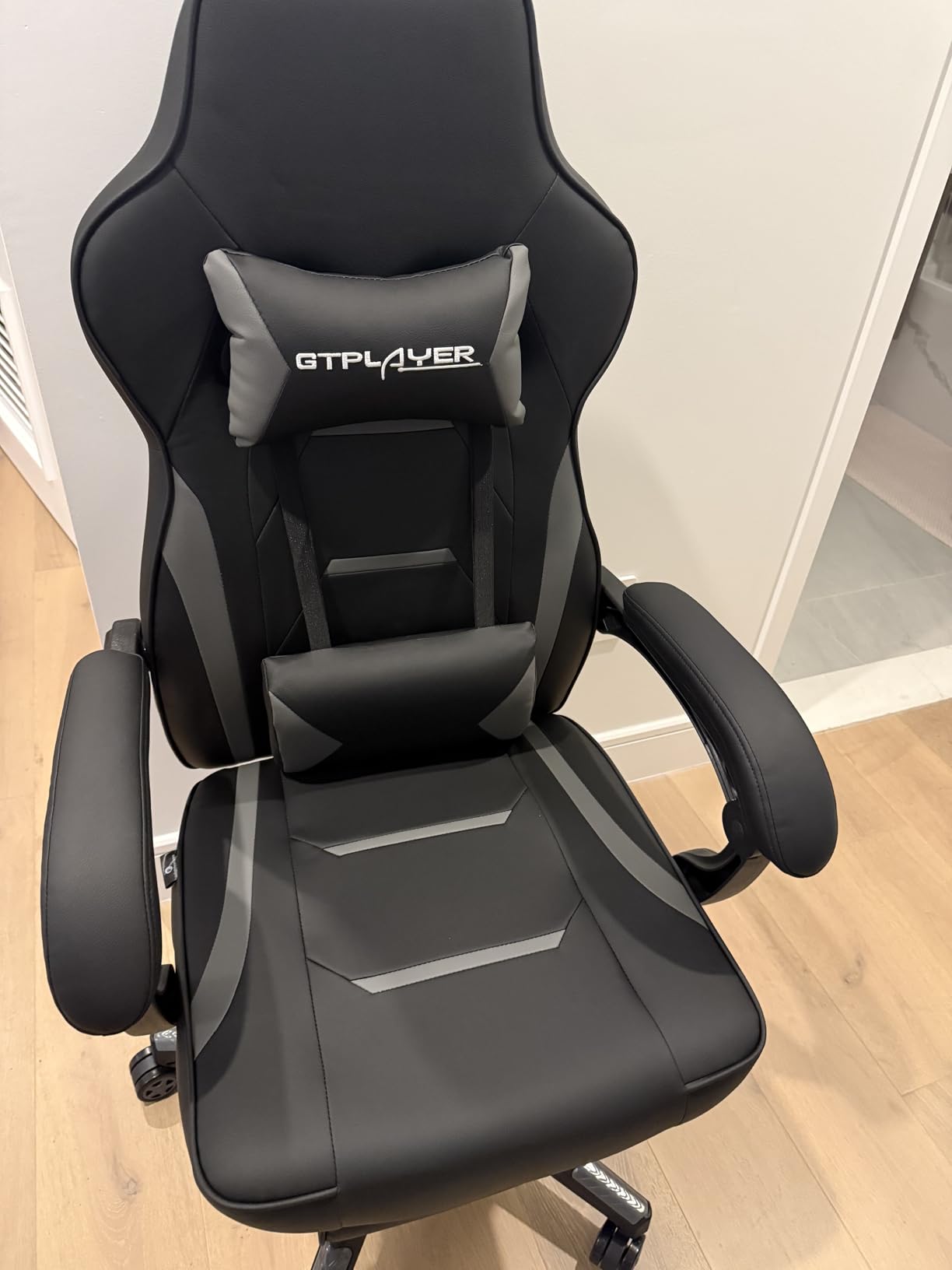 GTPLAYER Gaming Chair with Footrest, Big and Tall Game Chair 350lb Racing Style Computer Chair, Ergonomic Executive Office Chair High Back with Lumbar Support and Recliner, Light Gray customer photo 2
