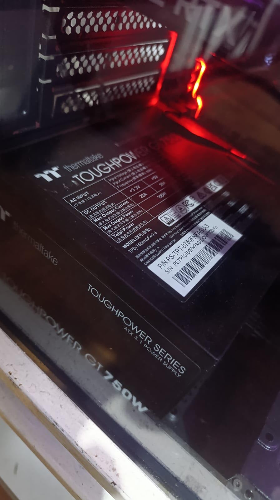 Thermaltake Toughpower GT 750W ATX 3.1 Standard Power Supply; 80 Plus Gold Efficiency; Smart Zero Fan; Native 300W PCIe 5.1 Connector; PS-TPT-0750FNFAGU-3; 5 Year Warranty Customer Review Thermaltake Toughpower GT 750W ATX 3.1 Standard Power Supply; 80 Plus Gold Efficiency; Smart Zero Fan; Native 300W PCIe 5.1 Connector; PS-TPT-0750FNFAGU-3; 5 Year Warranty - Customer Photo 5
