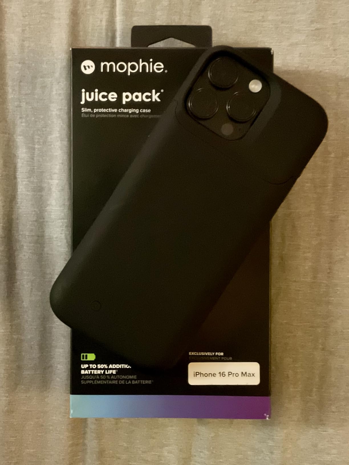 Mophie Juice Pack Battery Case for iPhone 16 Pro - Slim Charging Case, Magnetic Back for Wallets & Mounts, +50% Extra Battery Life, Enhanced 6-Foot Drop Protection, Sustainable Material, Black Customer Review Mophie Juice Pack Battery Case for iPhone 16 Pro - Slim Charging Case, Magnetic Back for Wallets & Mounts, +50% Extra Battery Life, Enhanced 6-Foot Drop Protection, Sustainable Material, Black - Customer Photo 2