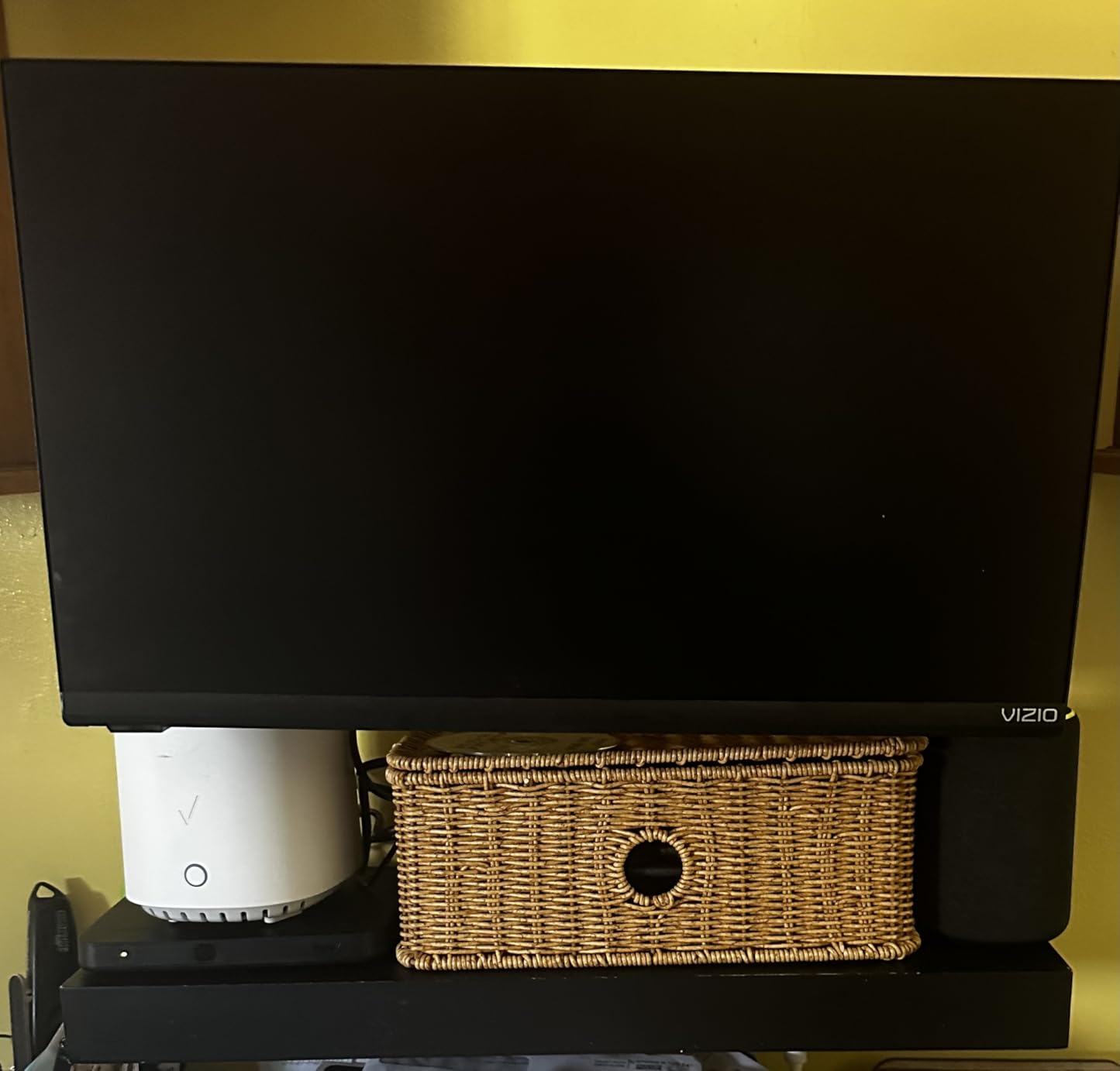 Rattan Cable Management Box Handwoven Cord Organizer Box, 4 Open Slots Cords Hider Box Under Desk Cable Management Suitable for TV Cables Computers Routers Power Cords to Hide and Organize Customer Review Rattan Cable Management Box Handwoven Cord Organizer Box, 4 Open Slots Cords Hider Box Under Desk Cable Management Suitable for TV Cables Computers Routers Power Cords to Hide and Organize - Customer Photo 1