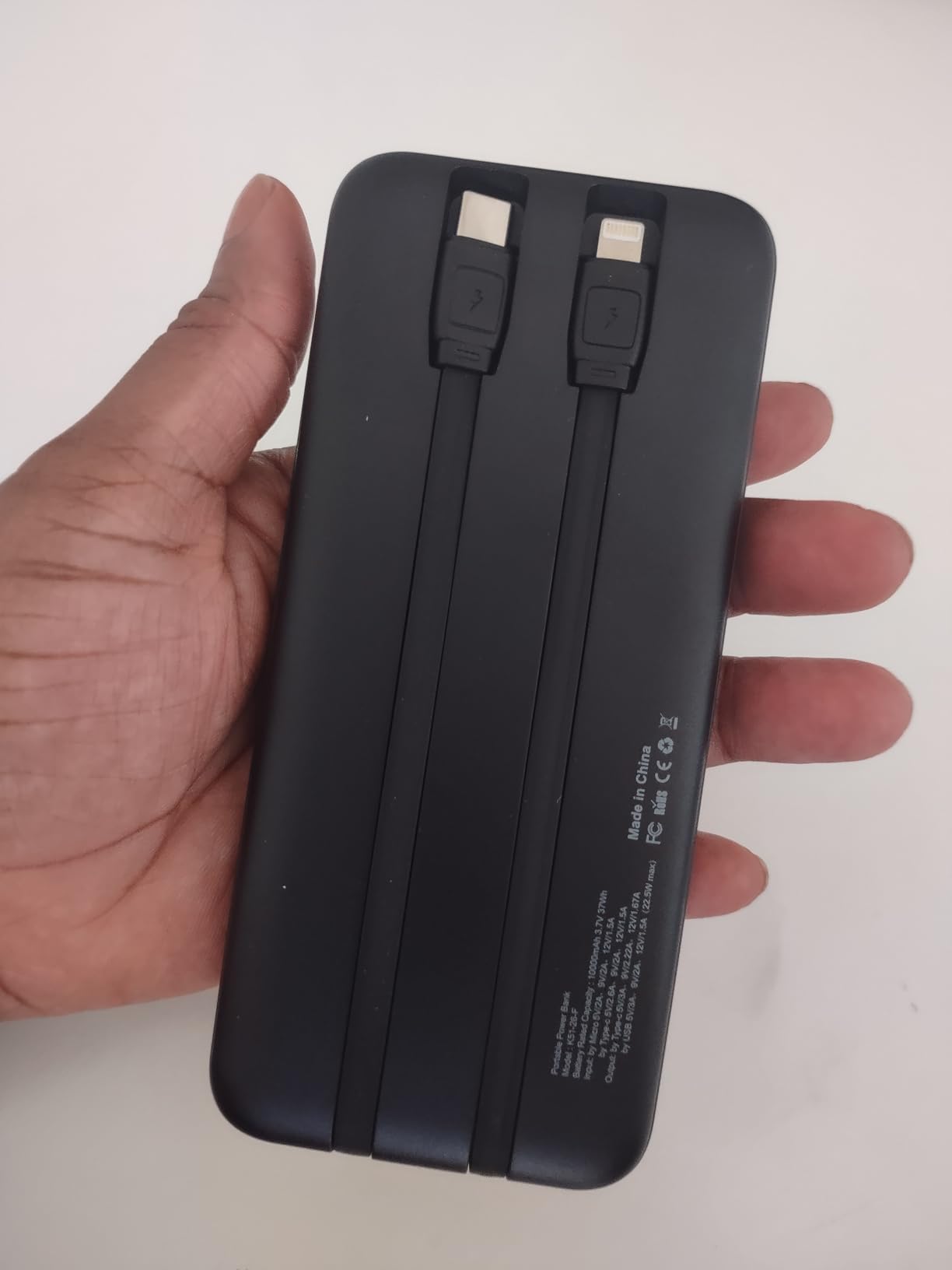 Power Bank,10000mAh 22.5W Max Portable Charger Built in Cables,4 Outputs 2 Inputs External Phone Powerbank,5V/3A Fast Charging Travel Charger for iPhone Android iPad,(Pearl Black) Customer Review Power Bank,10000mAh 22.5W Max Portable Charger Built in Cables,4 Outputs 2 Inputs External Phone Powerbank,5V/3A Fast Charging Travel Charger for iPhone Android iPad,(Pearl Black) - Customer Photo 3