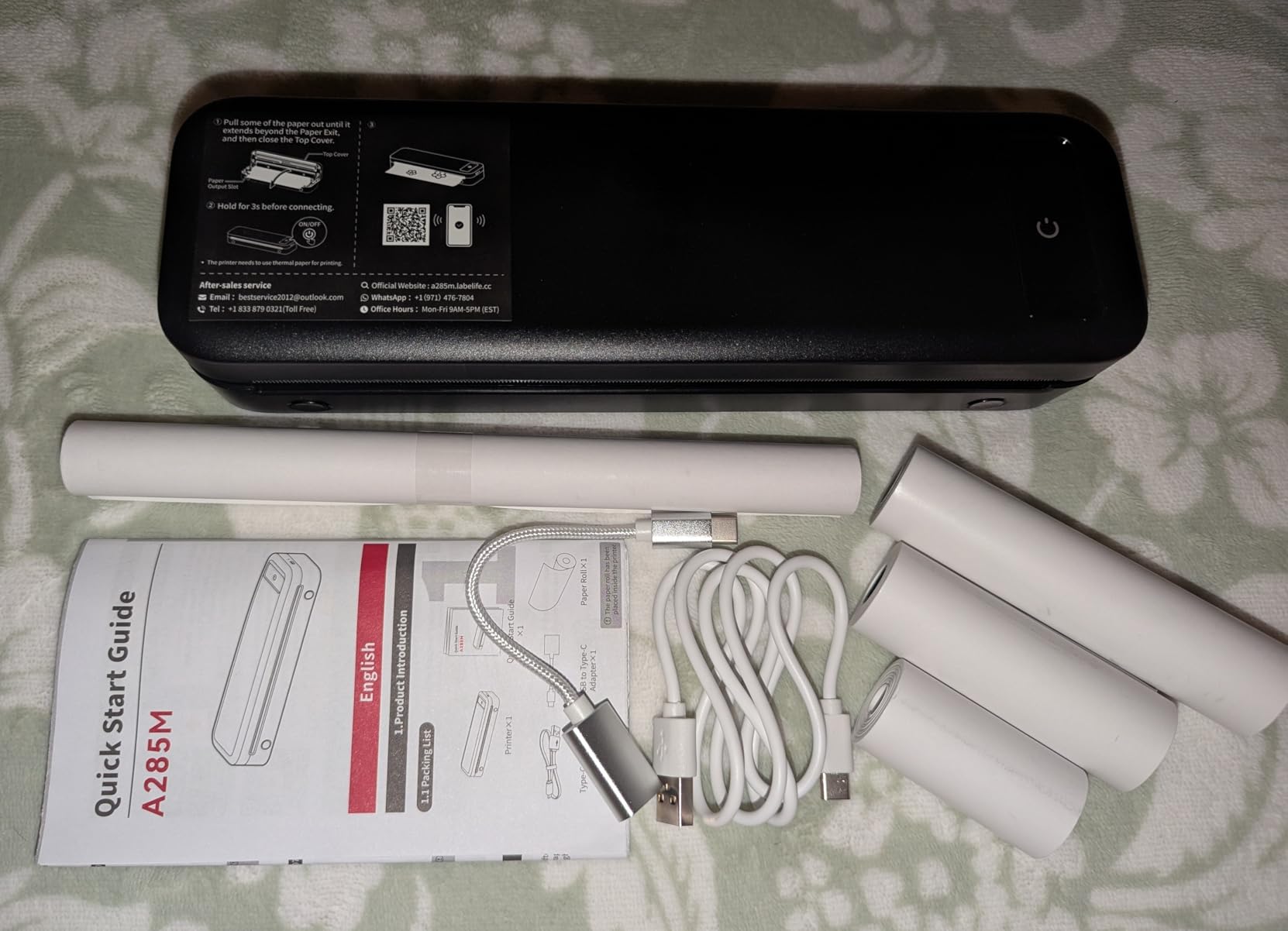 Portable Printers Wireless for Travel, Inkless Thermal Printer, A285M Small Bluetooth Mobile Printer Support 8.5