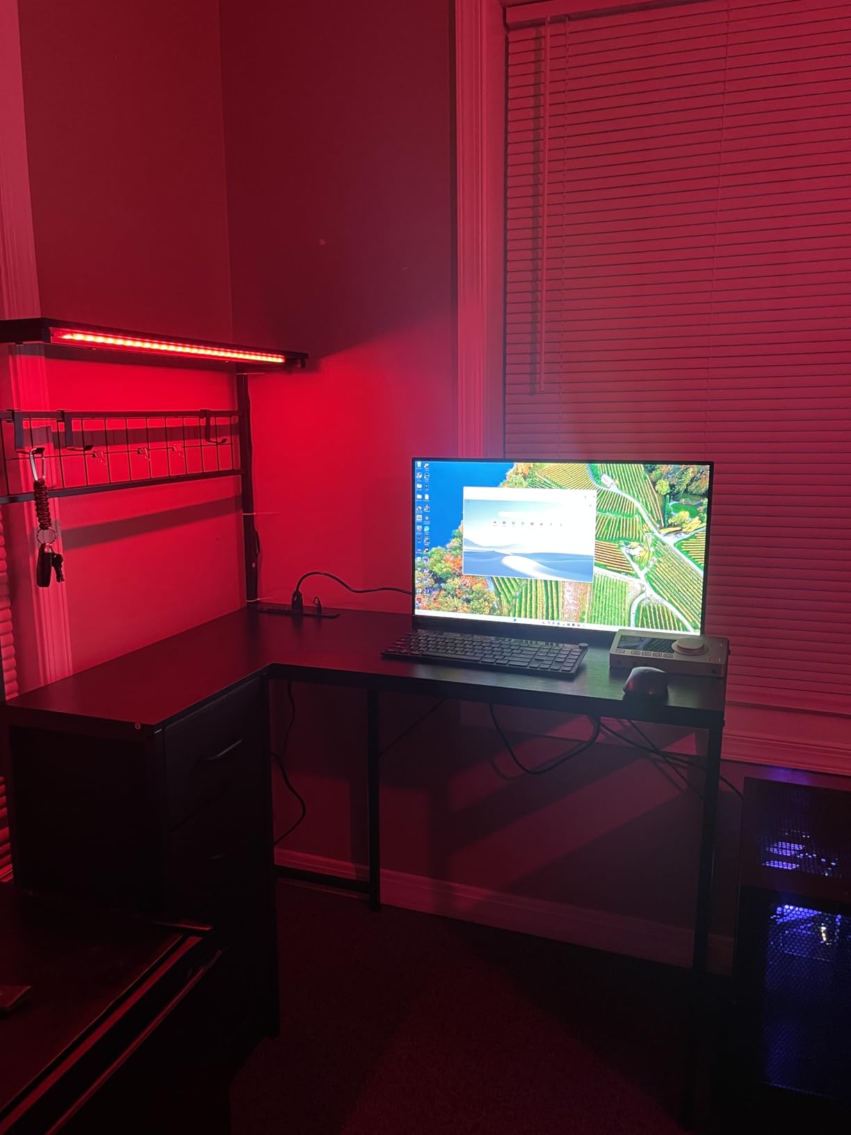 MOTPK L Shaped Gaming Desk with Shelf & 4 Drawers, 43 MOTPK L Shaped Gaming Desk with Shelf & 4 Drawers, 43