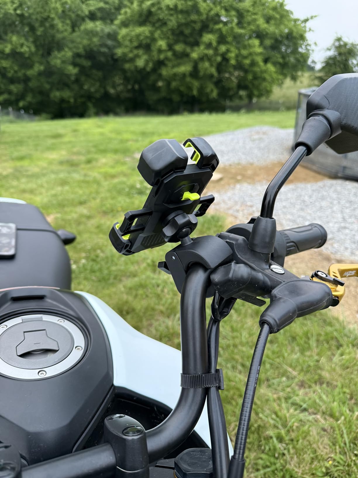 Bracketron Bike Phone Holder,[2025 Quick Release] Motorcycle Phone Mount,Phone Holder for Motorcycle Electric Bike,Scooter,Golf Cart,4 Point Shockproof Design for iPhone, Samsung, & Large Smartphones. - Customer Photo 1