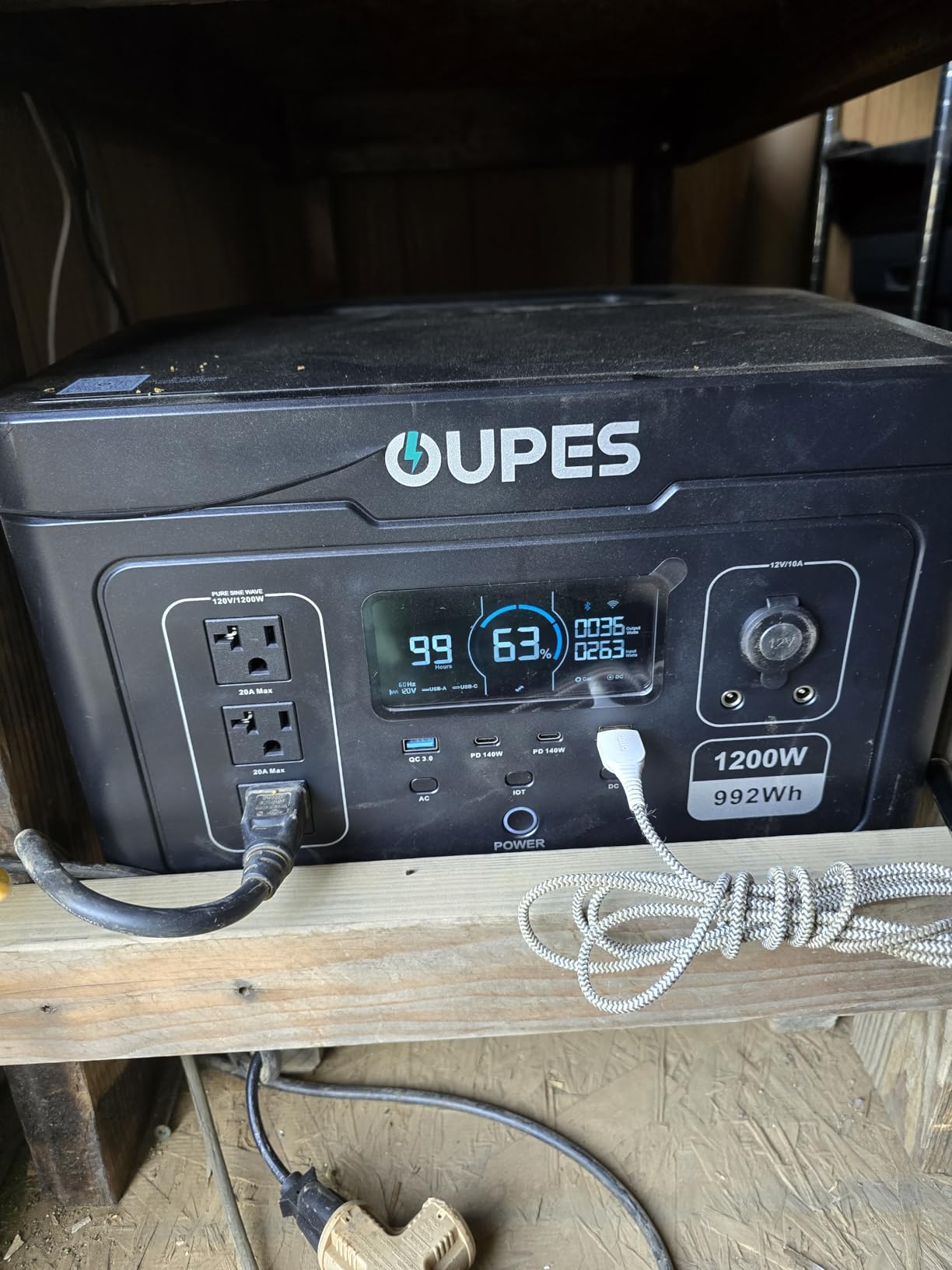 OUPES Exodus 1200 Portable Power Station 1200W, 992Wh Durable LFP Battery Solar Generator w/ 3 1200W AC Outlets (Peak 3600W), 140W USB-C, UPS, for Camping, RVing, Home Backup (Solar Panel Optional) - Customer Photo 1