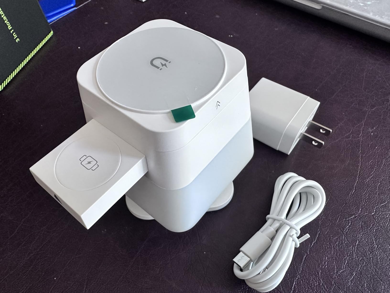 Minthouz 3 in 1 Charging Station for iPhone, Wireless Charger for Apple, MagSafe Charger with Night Light, 360° Rotation, Compatible with iPhone 16, 15, 14, 13, 12 Pro, Apple Watch & AirPods Pro 4/3/2 Customer Review Minthouz 3 in 1 Charging Station for iPhone, Wireless Charger for Apple, MagSafe Charger with Night Light, 360° Rotation, Compatible with iPhone 16, 15, 14, 13, 12 Pro, Apple Watch & AirPods Pro 4/3/2 - Customer Photo 2