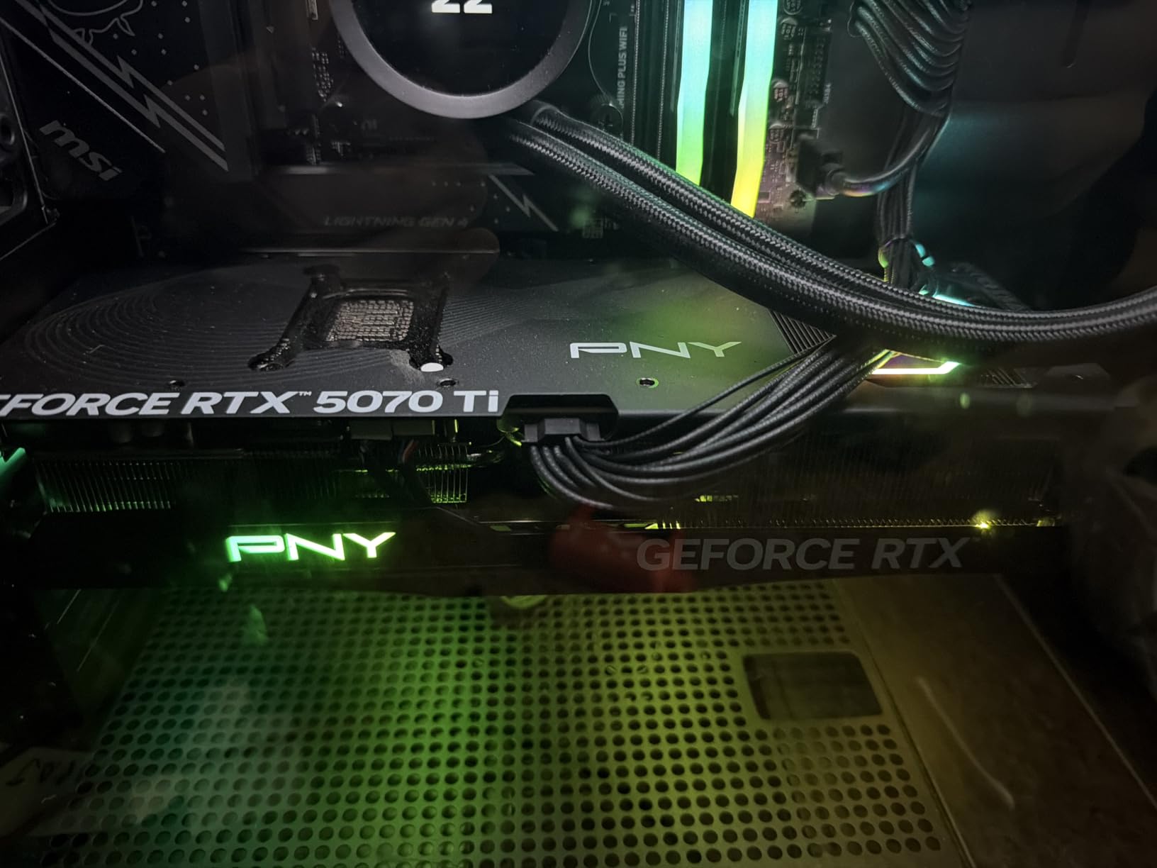 PNY NVIDIA GeForce RTX™ 5070 Ti OC Triple Fan, Graphics Card (16GB GDDR7, 256-bit, Boost Speed: 2572 MHz, PCIe® 5.0, HDMI®/DP 2.1, 2.98-Slot, NVIDIA Blackwell Architecture, DLSS 4) Customer Review PNY NVIDIA GeForce RTX™ 5070 Ti OC Triple Fan, Graphics Card (16GB GDDR7, 256-bit, Boost Speed: 2572 MHz, PCIe® 5.0, HDMI®/DP 2.1, 2.98-Slot, NVIDIA Blackwell Architecture, DLSS 4) - Customer Photo 2