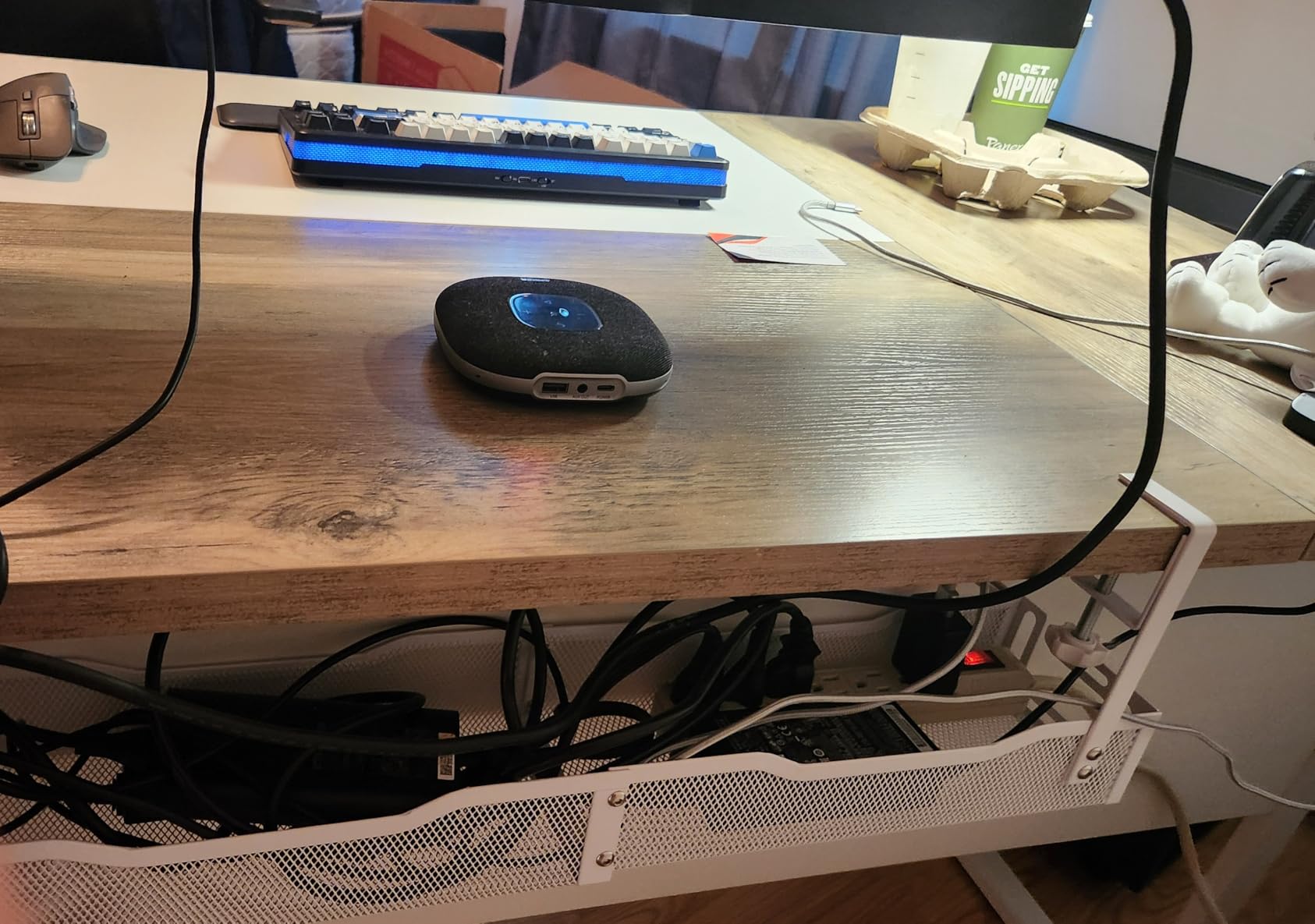Cable Management, 25'' Cable Management Under Desk No Drill, Metal Cord Organizer with Clamp for Standing Desk, Cable Organizer for Home Office, Black - Customer Photo 1