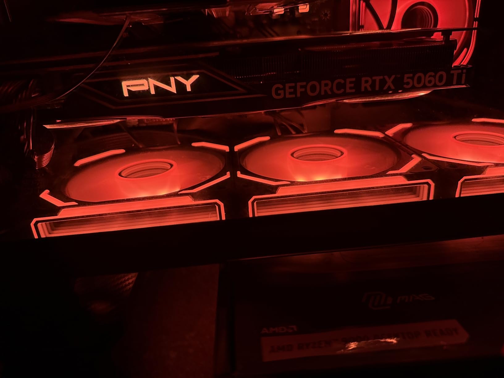 PNY NVIDIA GeForce RTX™ 5060 Ti Epic-X™ ARGB OC Triple Fan, Graphics Card (8GB GDDR7, 128-bit, Boost Speed: 2692 MHz, SFF-Ready, PCIe® 5.0, HDMI®/DP 2.1, 2-Slot, NVIDIA Blackwell Architecture, DLSS 4) Customer Review PNY NVIDIA GeForce RTX™ 5060 Ti Epic-X™ ARGB OC Triple Fan, Graphics Card (8GB GDDR7, 128-bit, Boost Speed: 2692 MHz, SFF-Ready, PCIe® 5.0, HDMI®/DP 2.1, 2-Slot, NVIDIA Blackwell Architecture, DLSS 4) - Customer Photo 2