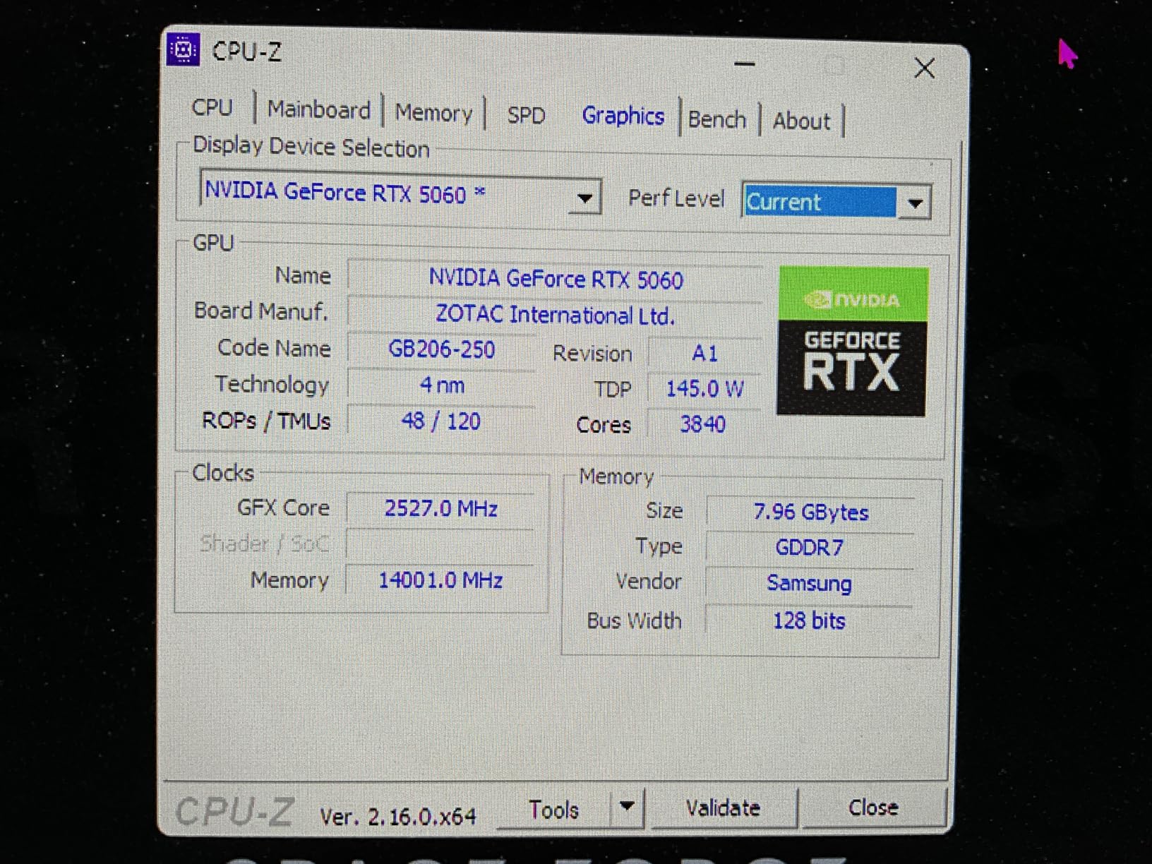 ZOTAC Gaming GeForce RTX 5060 Solo DLSS 4 8GB GDDR7 128-bit 28 Gbps PCIE 5.0 Gaming Graphics Card, SFF-Ready Ultra Compact Card, ZT-B50600G-10L - Customer Photo 4