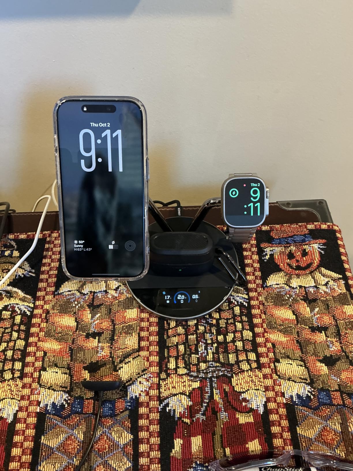 Anker Prime 3-in-1 Charging Station, Qi2.2-Certified 25W Wireless Charger Dock with Smart Display and TEC Active Cooling, for iPhone 17, Apple Watch, AirPods, and More customer photo 1