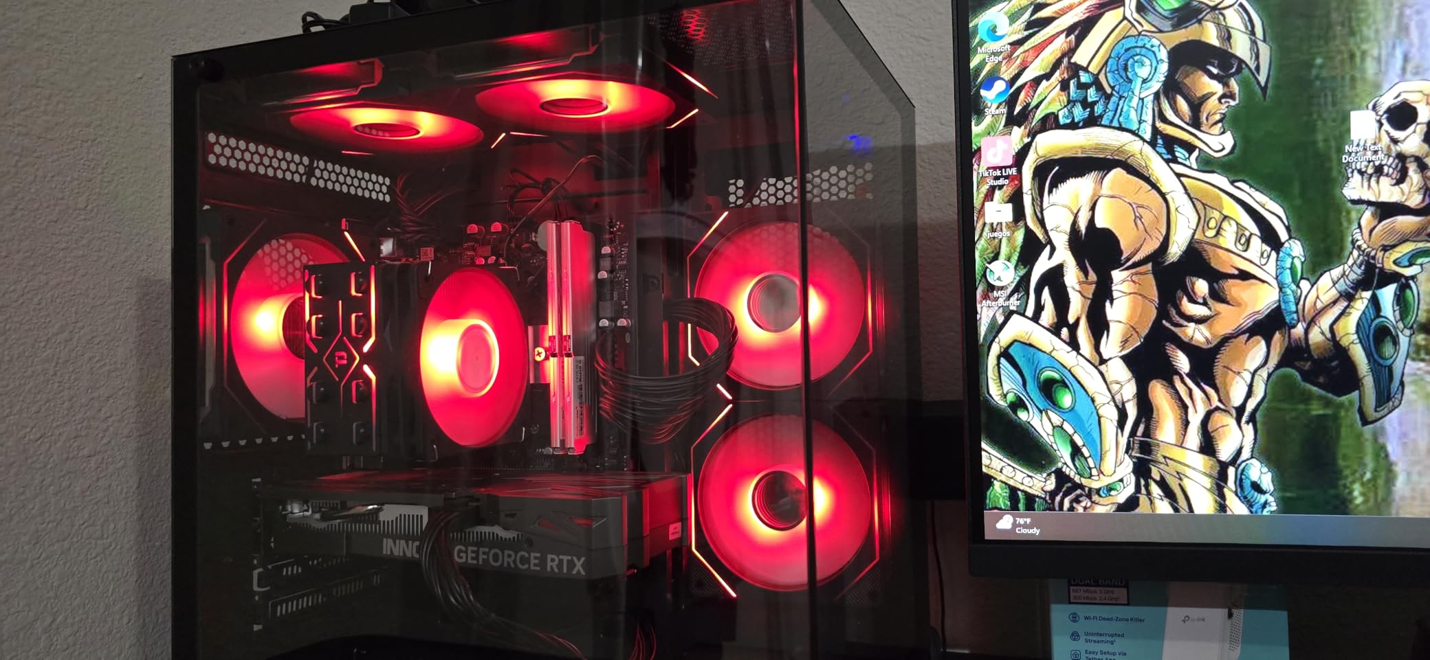 Gaming PC Desktop,Prebuilt Gaming Computer with,AMD Ryzen 7 5700X 3.4GHz,RTX5060 8GB GDDR7 DLSS4,32GB DDR4 RAM 3200MHz,1TB NVME SSD,ARGB Cooling Fan,Supply WiFi Support Customer Review Gaming PC Desktop,Prebuilt Gaming Computer with,AMD Ryzen 7 5700X 3.4GHz,RTX5060 8GB GDDR7 DLSS4,32GB DDR4 RAM 3200MHz,1TB NVME SSD,ARGB Cooling Fan,Supply WiFi Support - Customer Photo 3