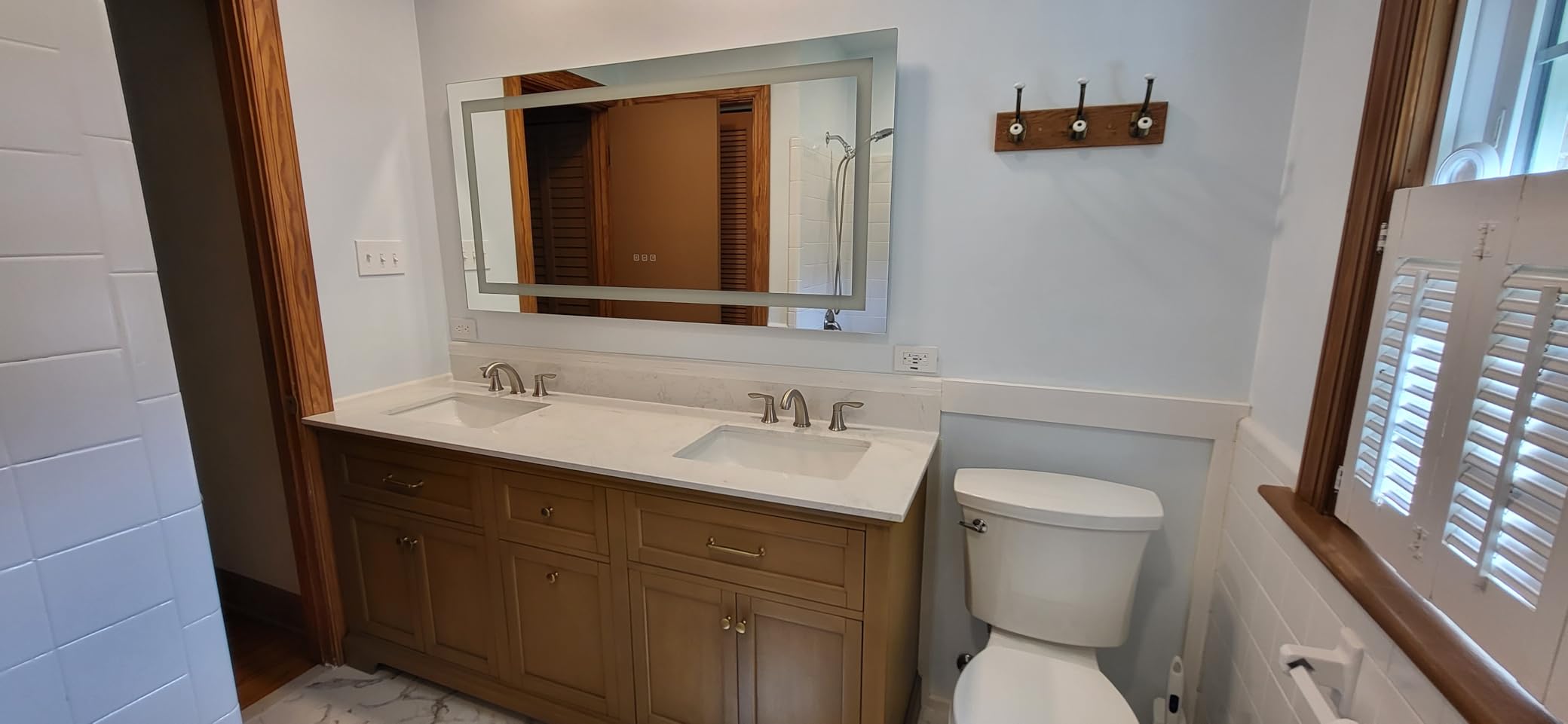GarveeHome 60 in x 36 in LED Bathroom Mirror with Lights, Dimmable, Anti-Fog, Backlit + Front Lit, Smart Bathroom Vanity Mirror for Wall, Memory Function, Shatter-Proof (Horizontal/Vertical) Customer Review GarveeHome 60 in x 36 in LED Bathroom Mirror with Lights, Dimmable, Anti-Fog, Backlit + Front Lit, Smart Bathroom Vanity Mirror for Wall, Memory Function, Shatter-Proof (Horizontal/Vertical) - Customer Photo 1