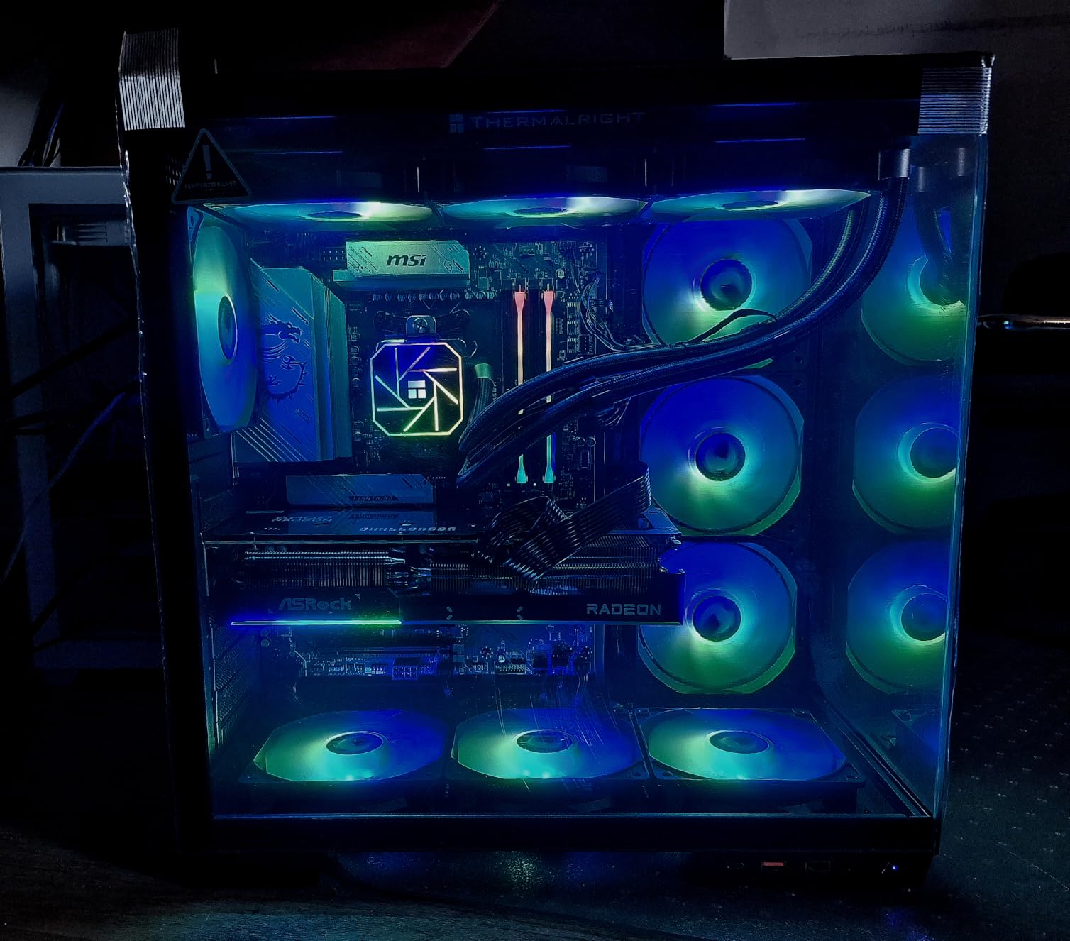 H1 HYXN ATX PC Case - Pre-Installed with 7 PWM ARGB Fans - Dual Cavity Mid-Tower PC Gaming Case - with Type-C - Can Hold up to 3X 360mm heatsinks simultaneously (Pink, H1) - Customer Photo 2